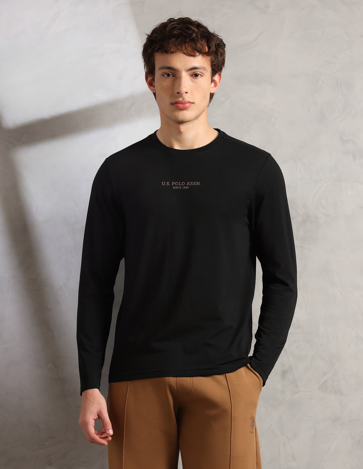 Brethable Full Sleeve PE006-PL Lounge T-Shirt - Pack Of 1 Black - U.S. Polo Assn. India | Large