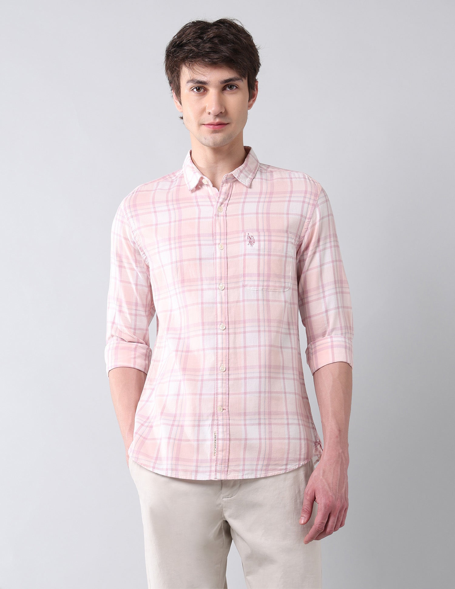 Plaid Checked Regular Fit Shirt Pink - U.S. Polo Assn. India | Large