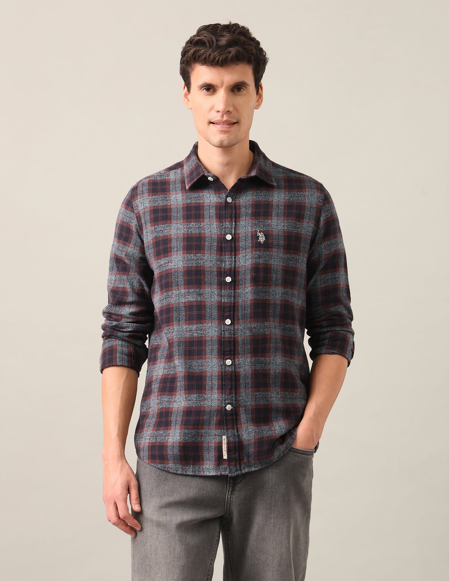 Tartan Checked Twill Shirt Brown - U.S. Polo Assn. India | Large