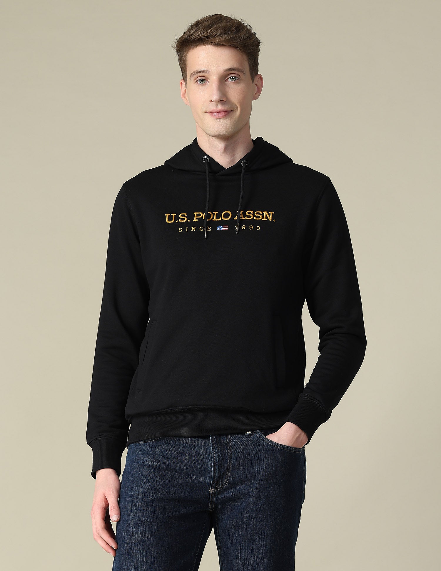 Brand Embroidered Regular Fit Sweatshirt Black - U.S. Polo Assn. India | Large