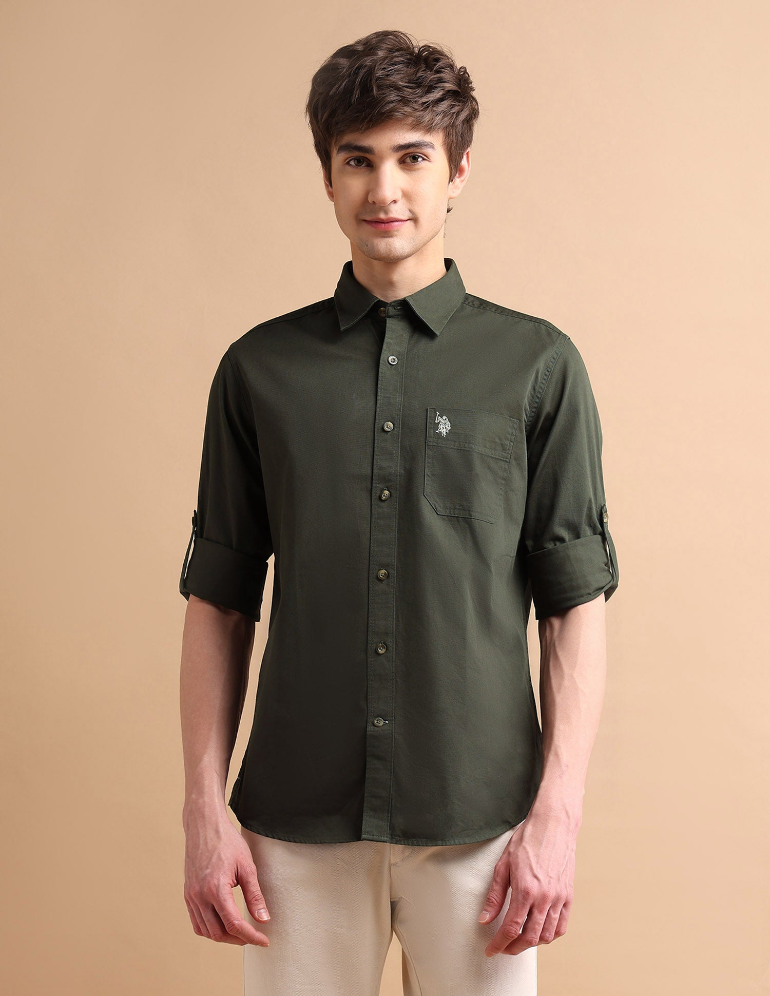 Twill Camping Shirt Olive - U.S. POLO ASSN. | Large