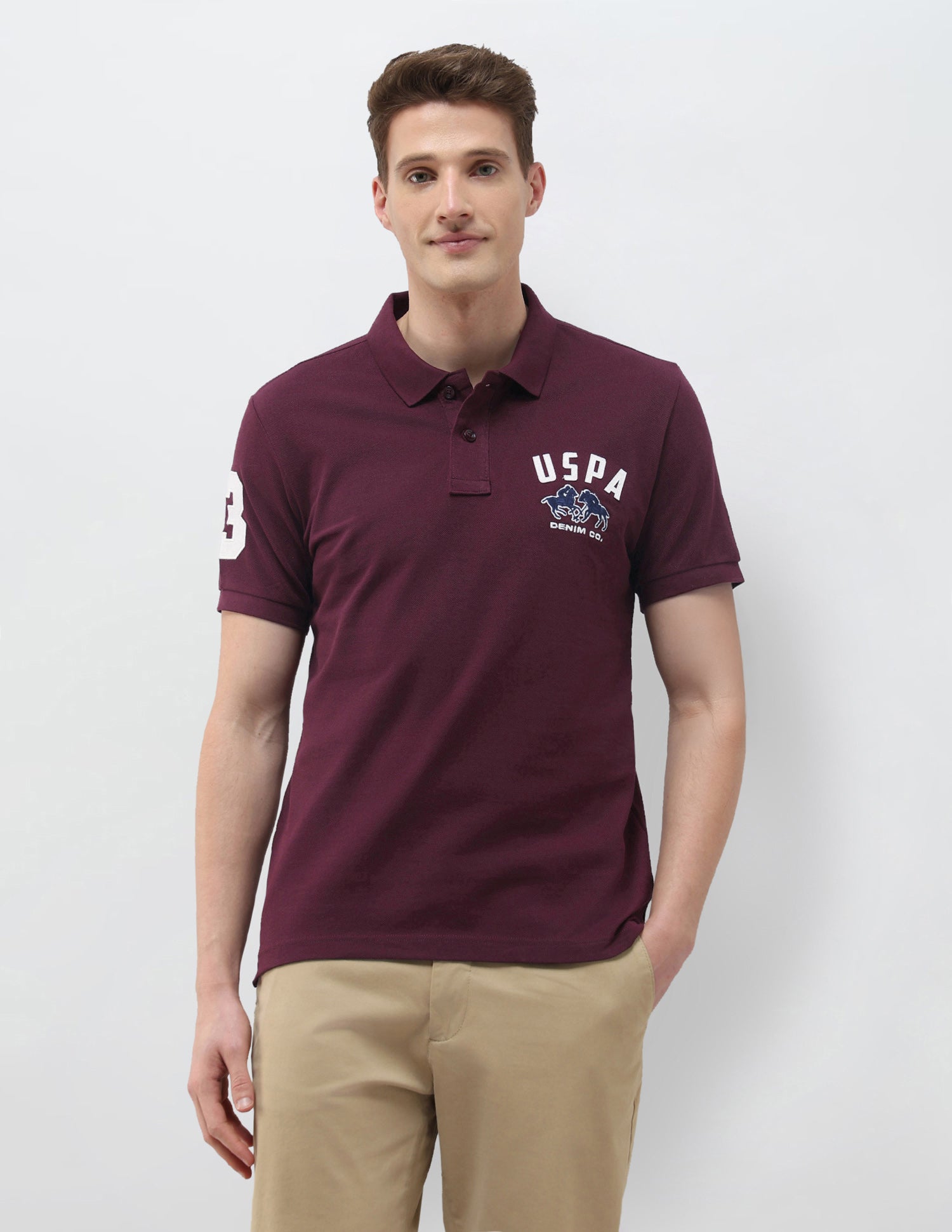Summer House Slim Fit Polo Shirt Wine - U.S. Polo Assn. India | Large