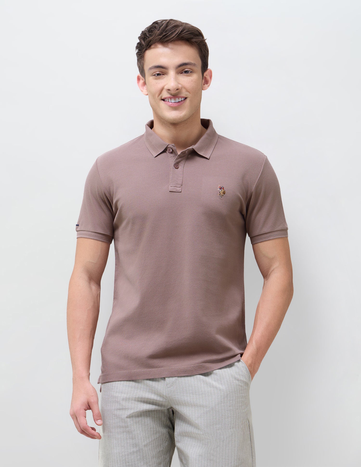 Solid Slim Fit Polo Shirt Peach - U.S. Polo Assn. India | Large