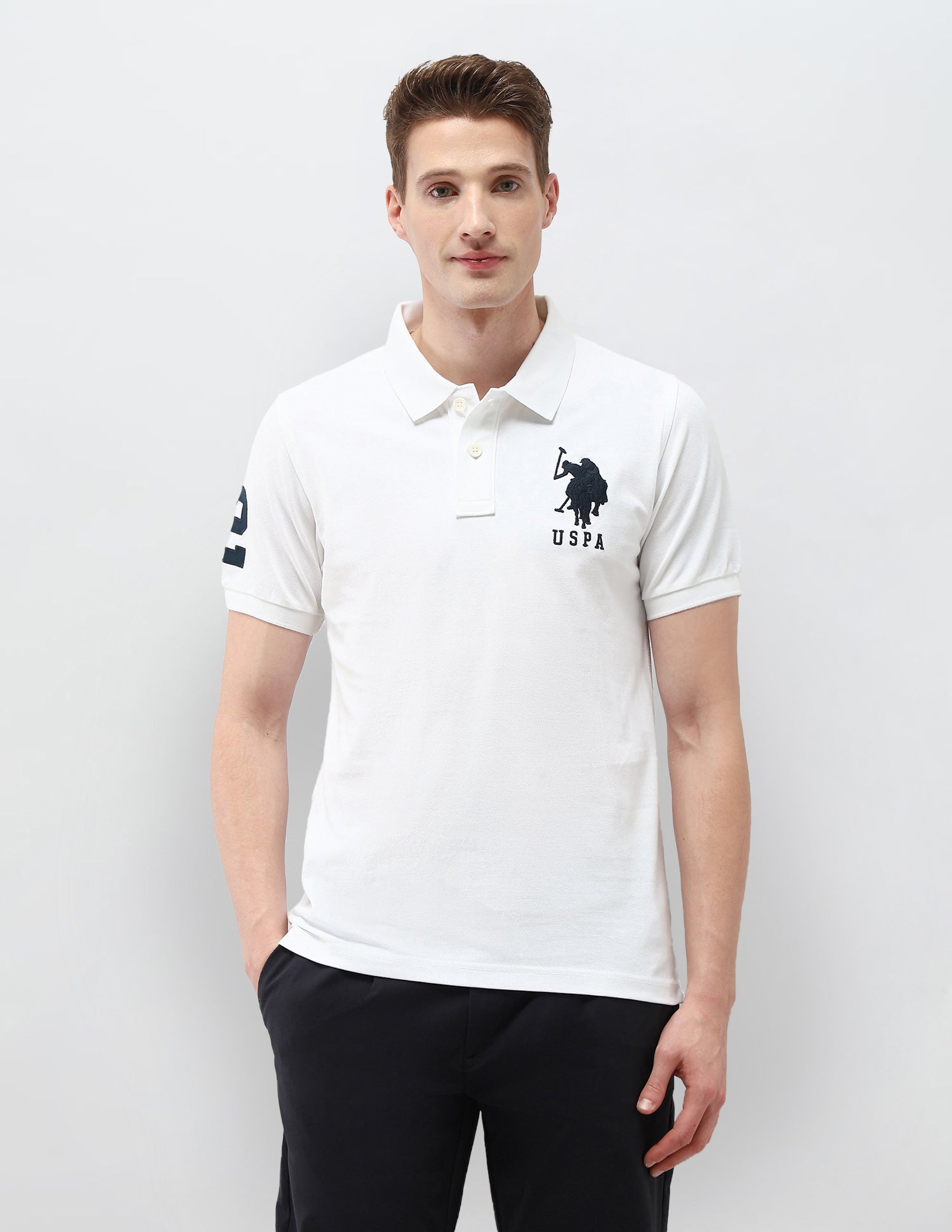 Solid Slim Fit Polo Shirt White - U.S. Polo Assn. India | Large