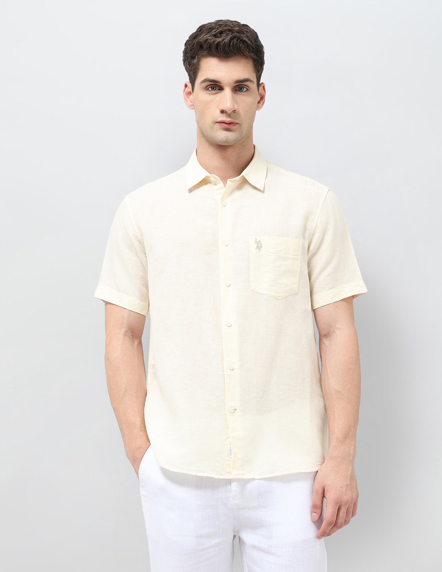 Heathered Tailored Fit Shirt Light Yellow - U.S. POLO ASSN. | Large