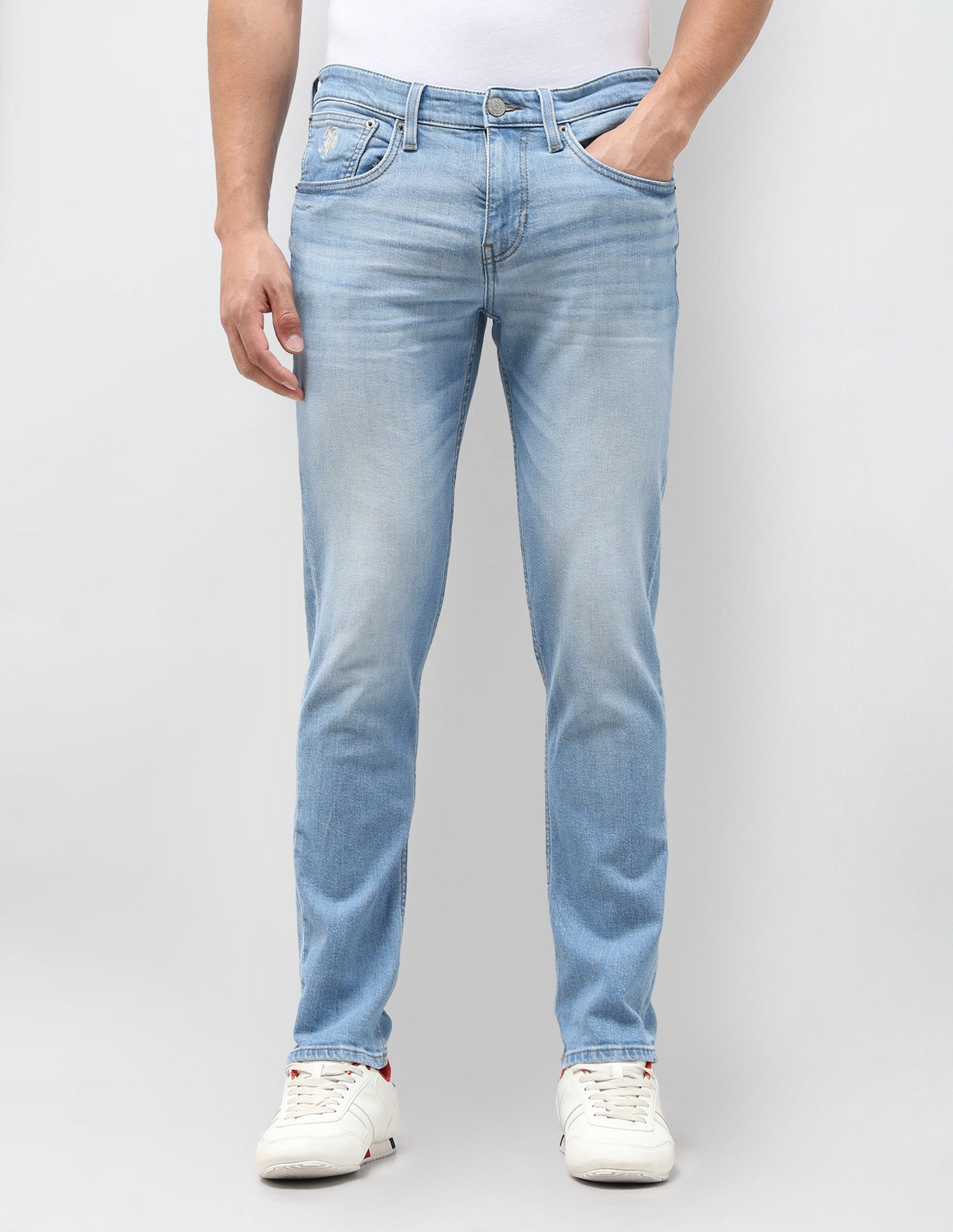 Brandon Slim Tapered Fit Blue Jeans Mid Blue - U.S. Polo Assn. India | Large