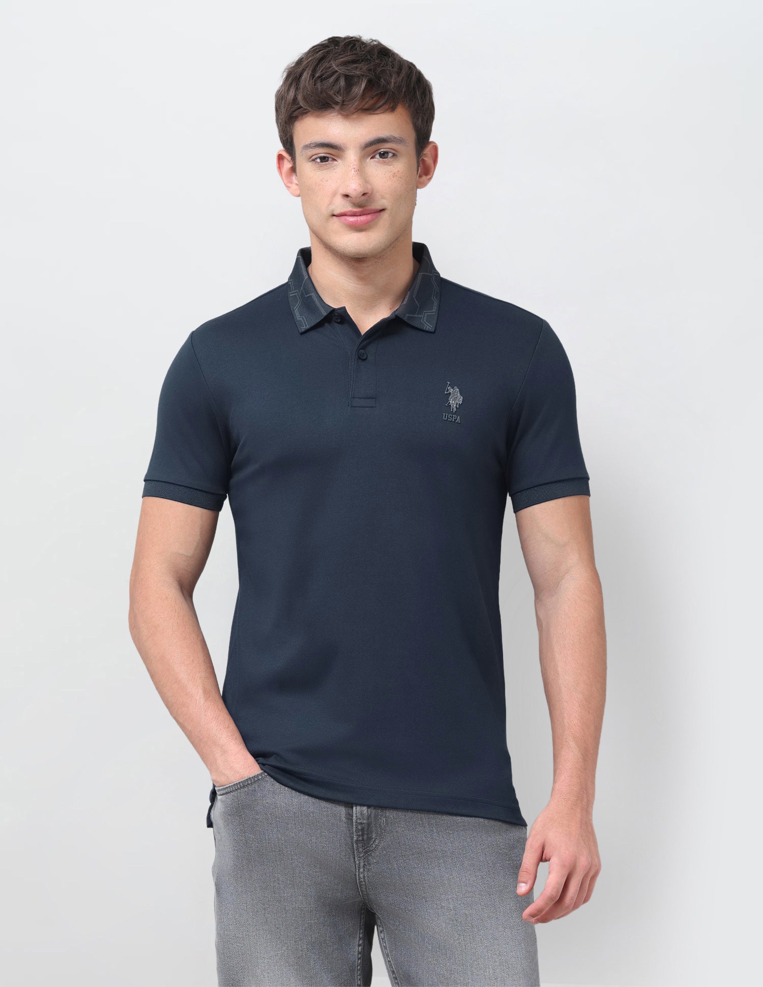 Solid Slim Fit Polo Shirt Teal - U.S. Polo Assn. India | Large