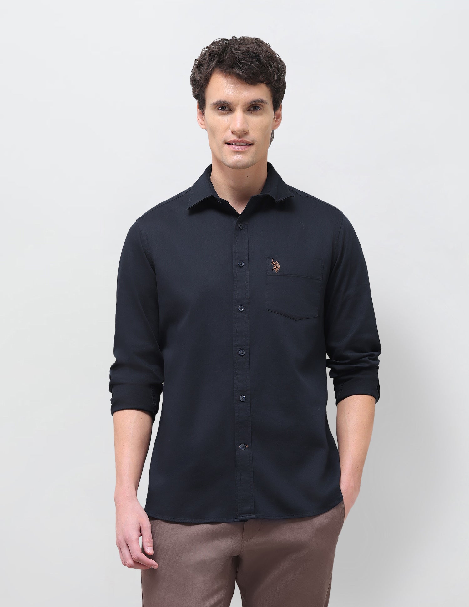 Solid Tailored Fit Shirt Navy - U.S. Polo Assn. India | Large