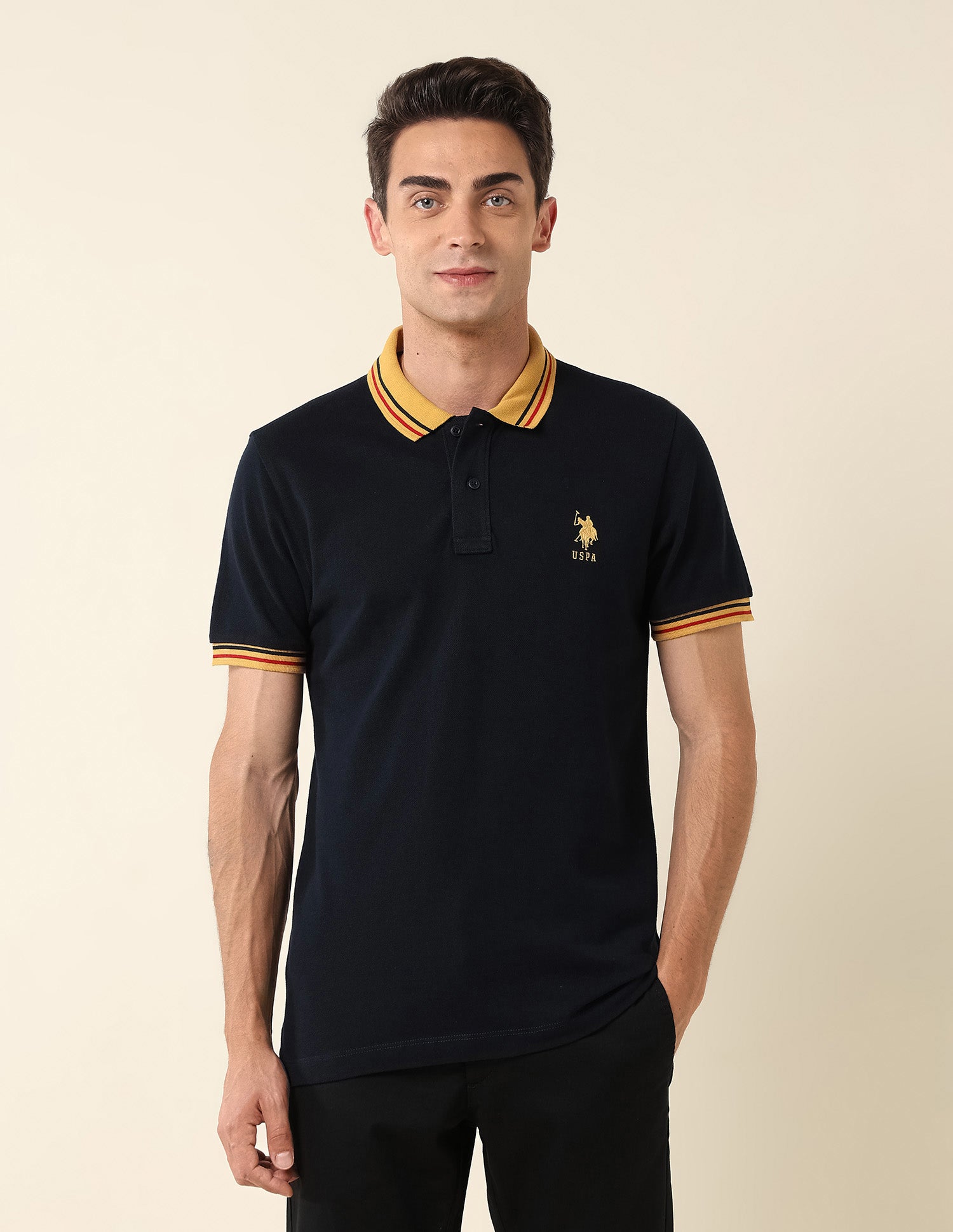 Pure Cotton Slim Fit Polo Shirt Navy - U.S. Polo Assn. India | Large