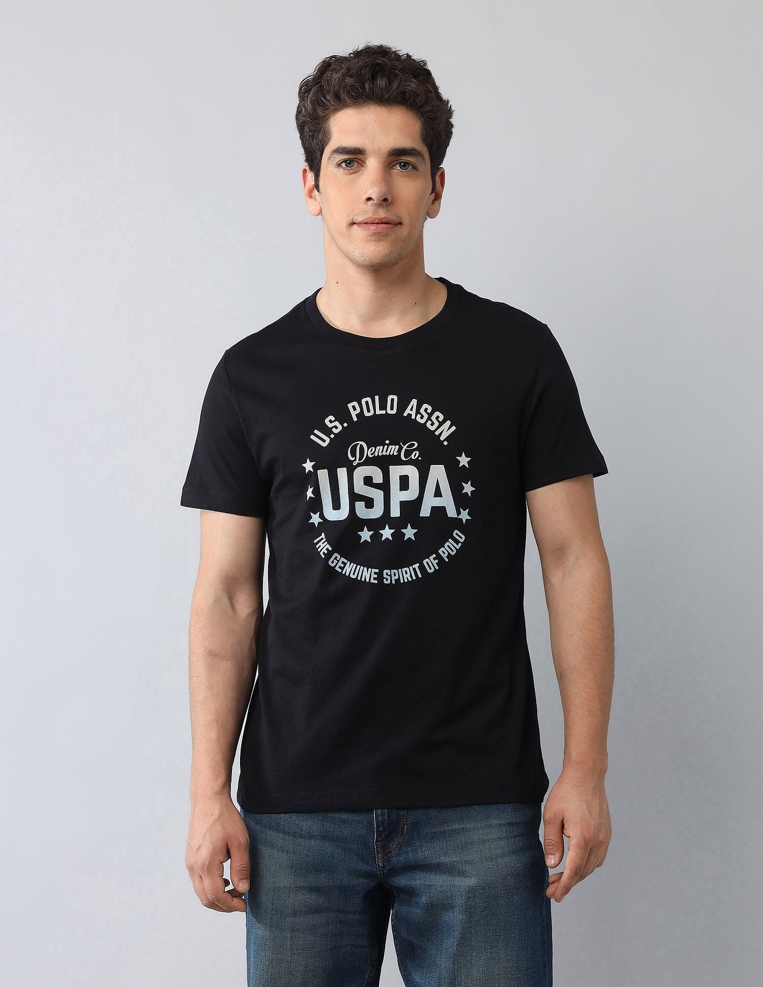 Muscle Fit Brand Printed T-Shirt Black - U.S. Polo Assn. India | Large
