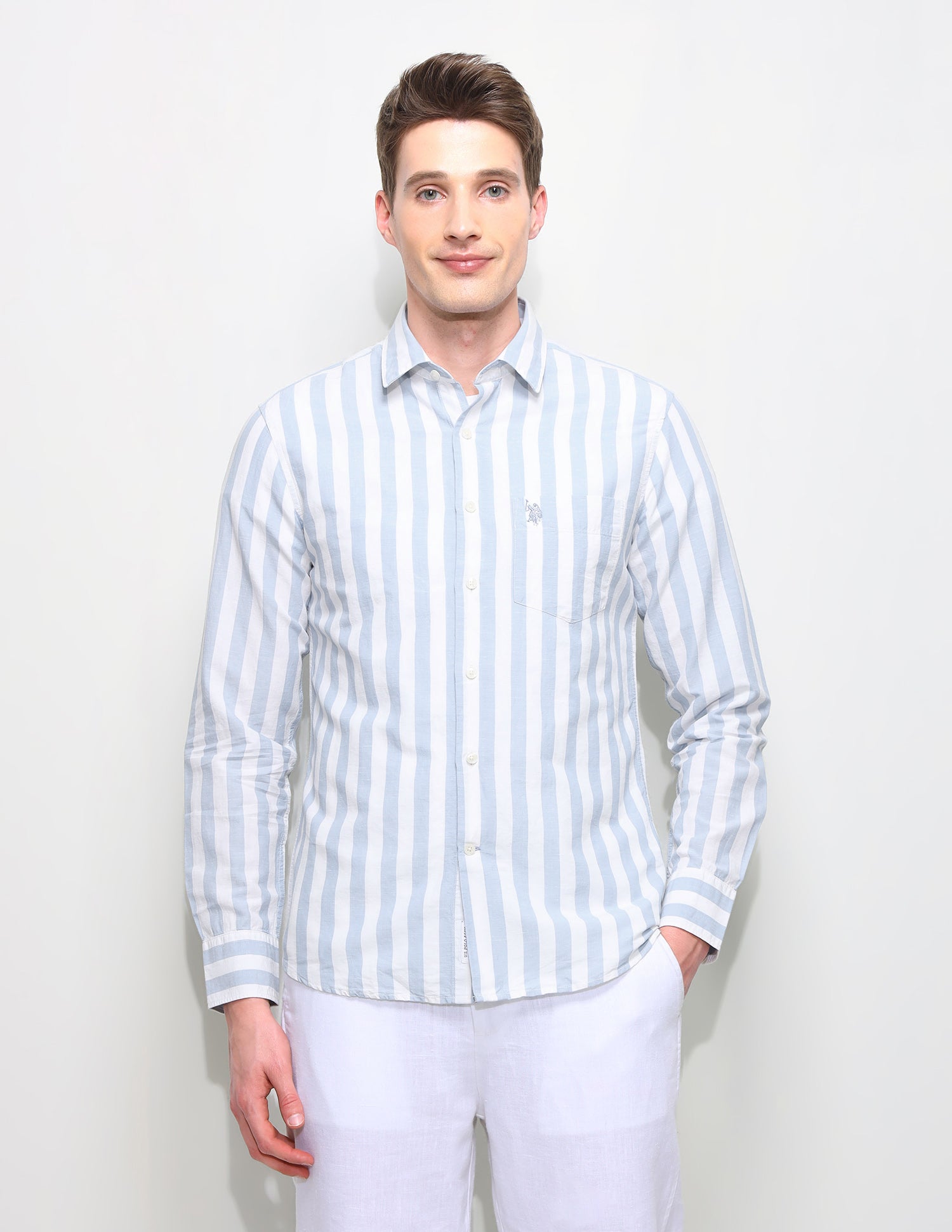 Vertical Striped Regular Fit Shirt Blue - U.S. Polo Assn. India | Large