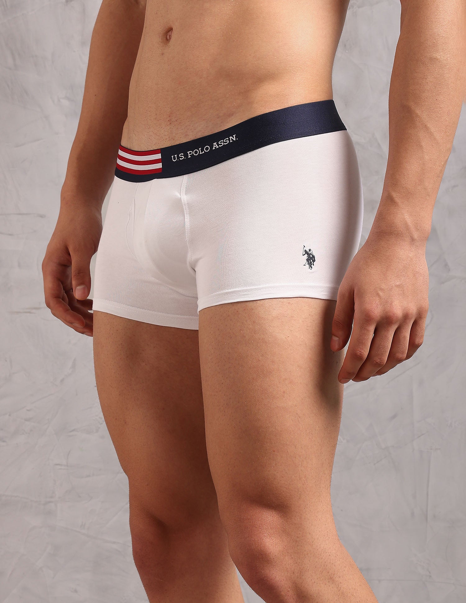 Striped Waistband OET19 Trunks - Pack Of 2 Uspa White and Chinon Green - U.S. Polo Assn. India | Large