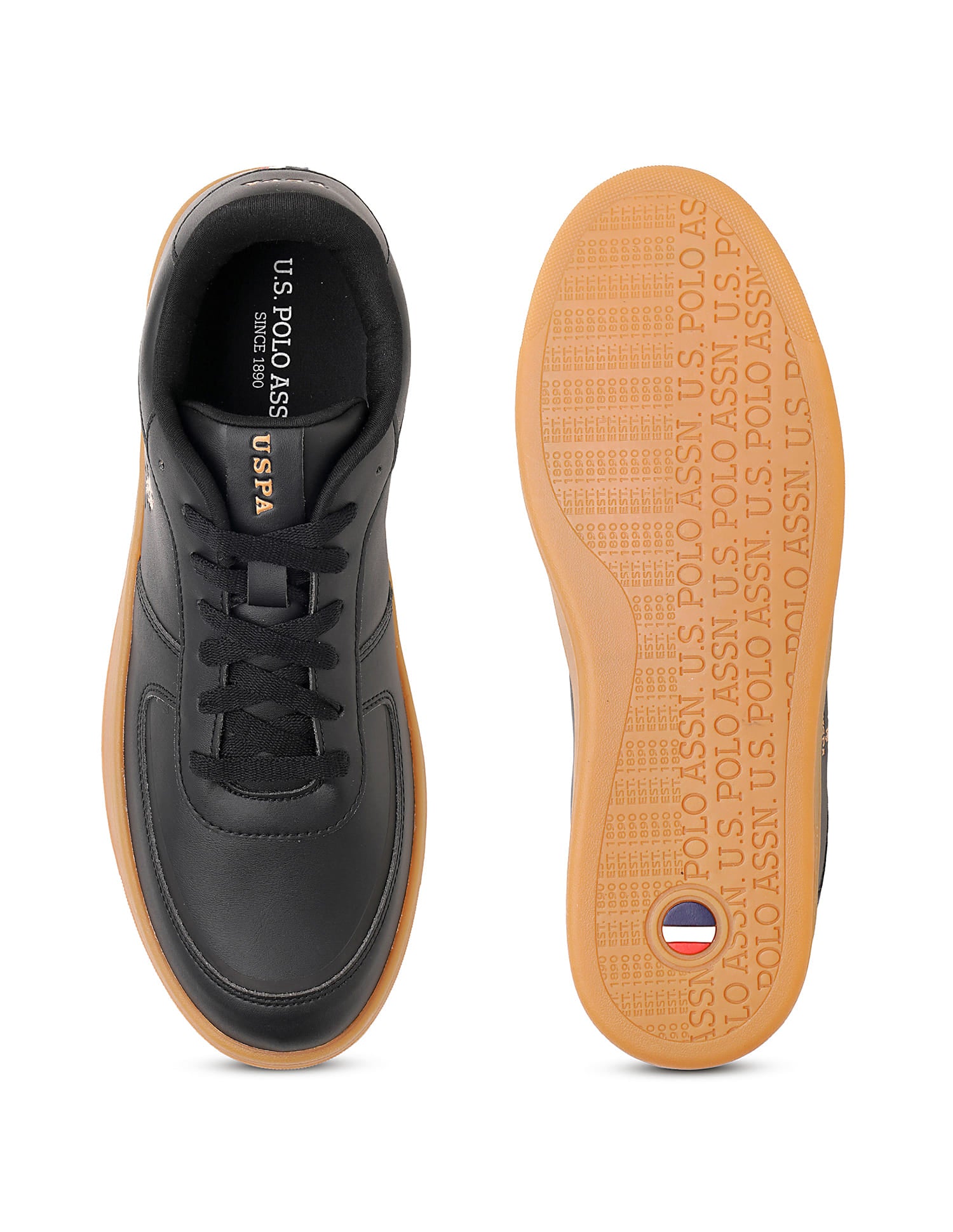 Men Reiner Black Retro Court Sneakers Black - U.S. Polo Assn. India | Large
