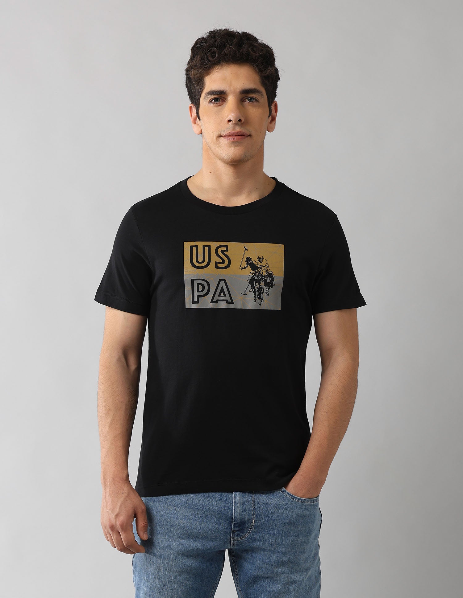 Brand Printed Muscle Fit T-Shirt Black - U.S. POLO ASSN. | Large