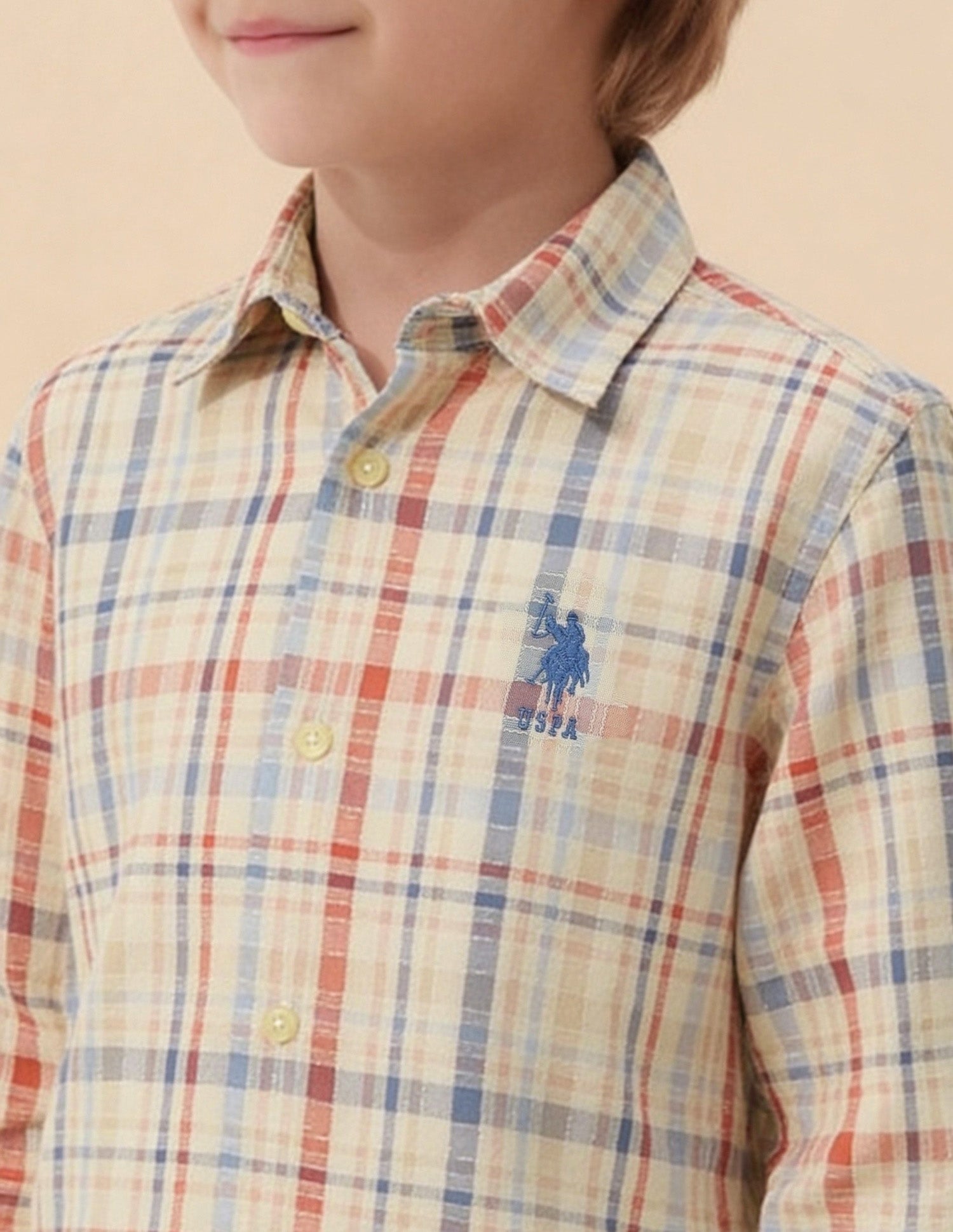 Plaid Checked Dobby Weave Shirt Off White - U.S. Polo Assn. India | Large