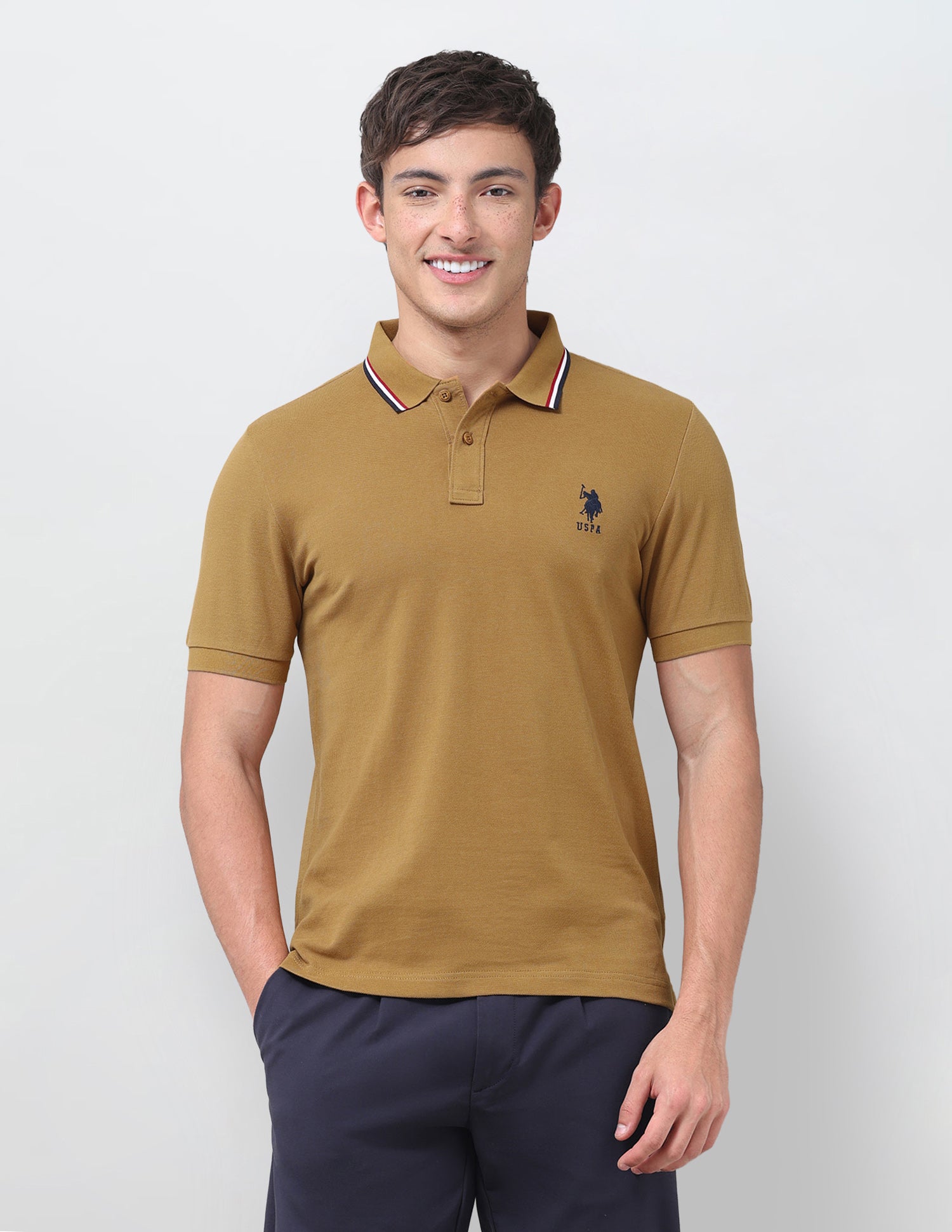 Solid Regular Fit Polo Shirt Mustard - U.S. Polo Assn. India | Large
