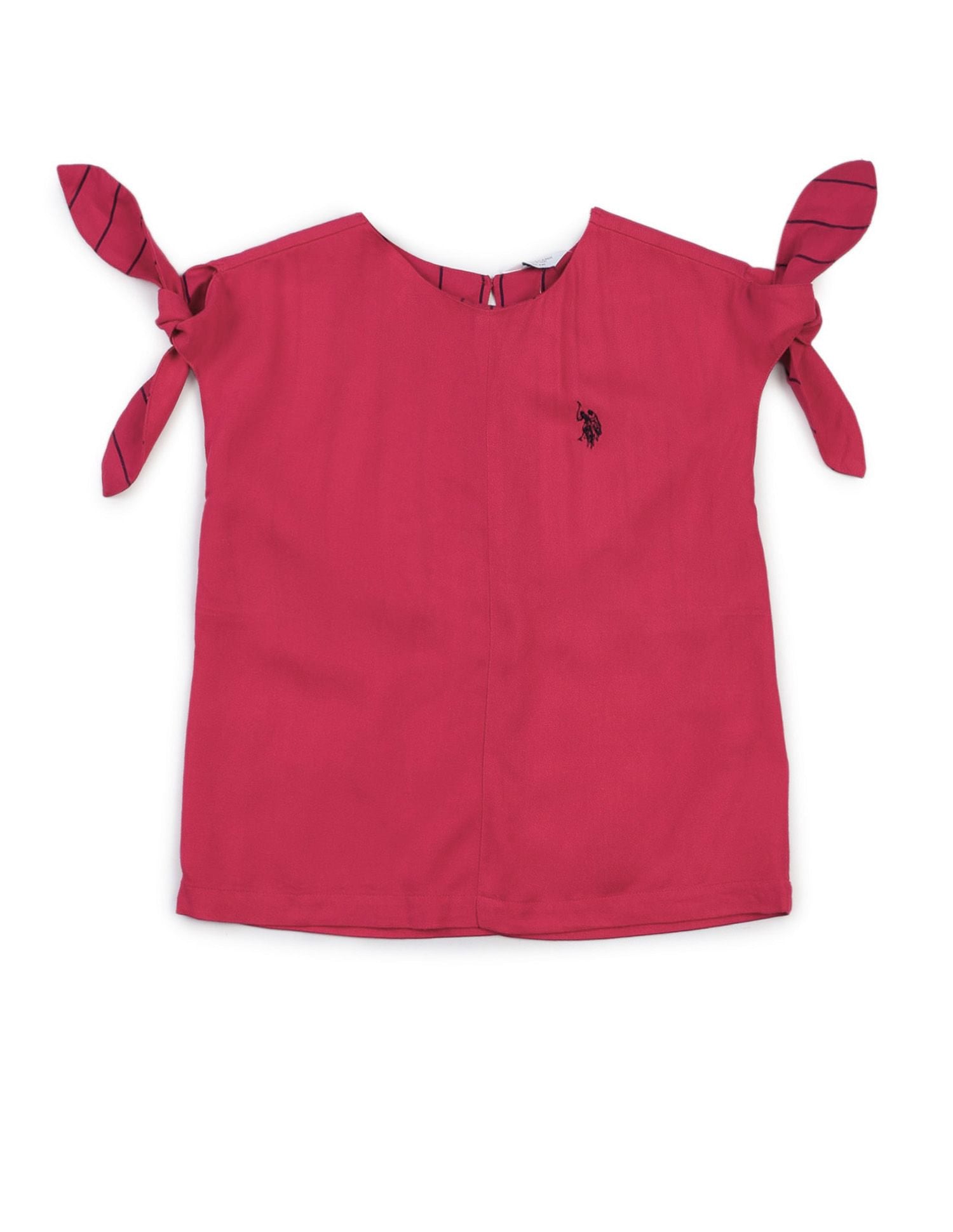 Girls Tie Up Sleeves Regular Top Red - U.S. POLO ASSN. | Large