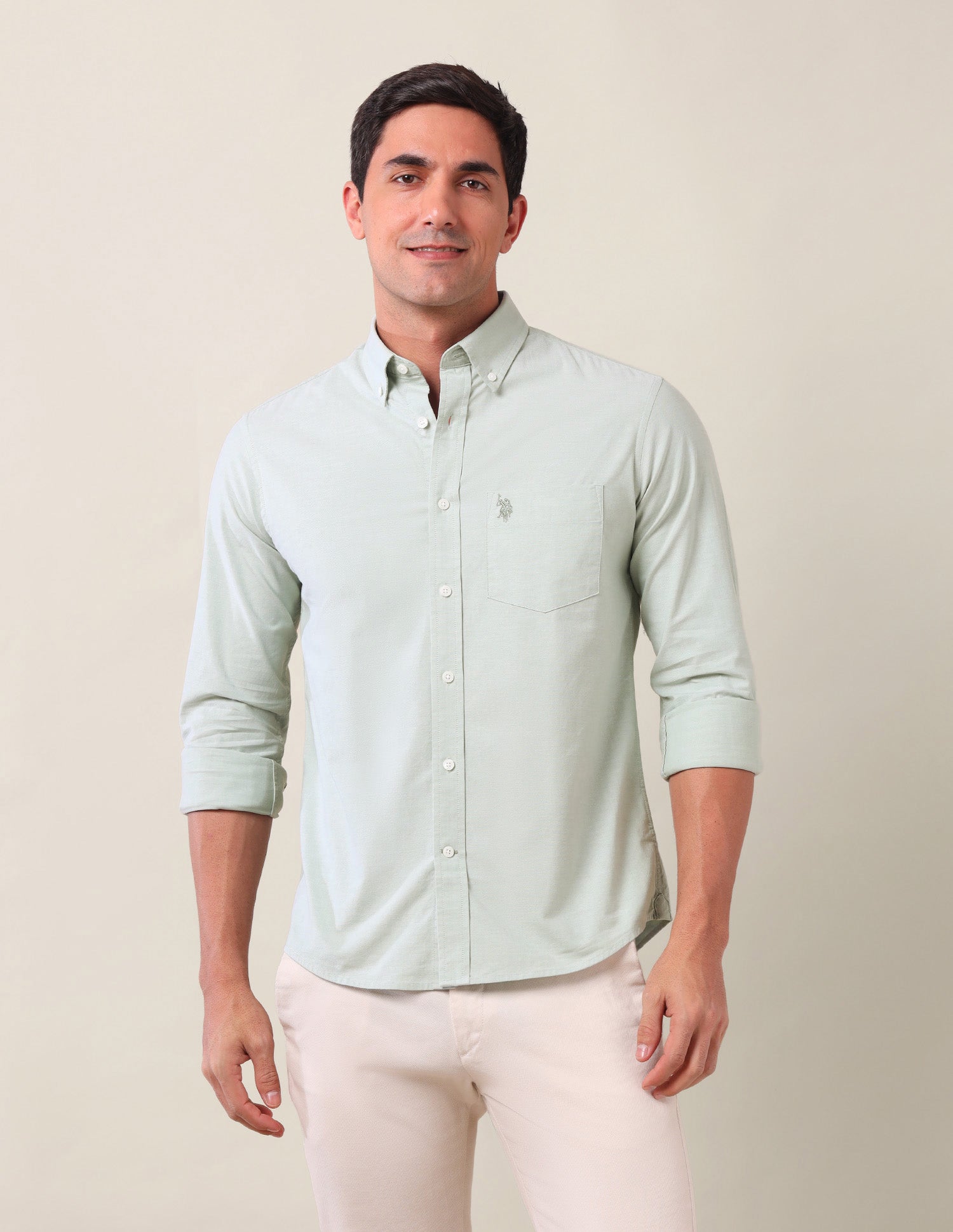Solid Tailored Fit Shirt Green - U.S. Polo Assn. India | Large