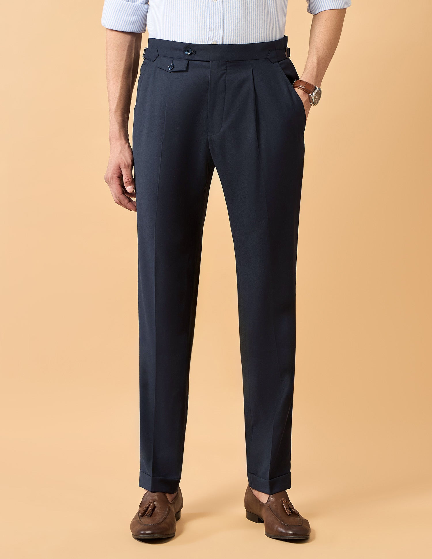 Pacho X Riley Straight Pleated Trousers Navy - U.S. POLO ASSN. | Large