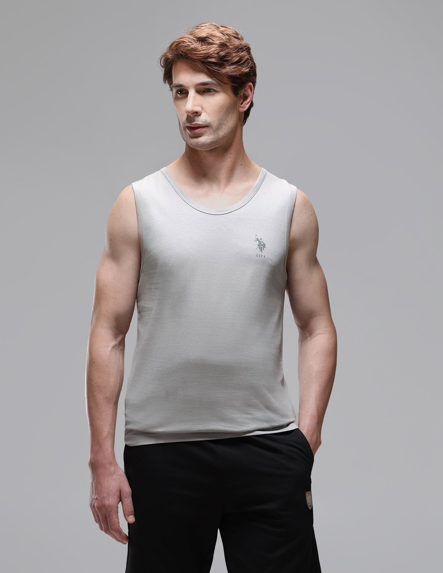 Pure Cotton Printed OEV10 Vest Flint Grey - U.S. Polo Assn. India | Large