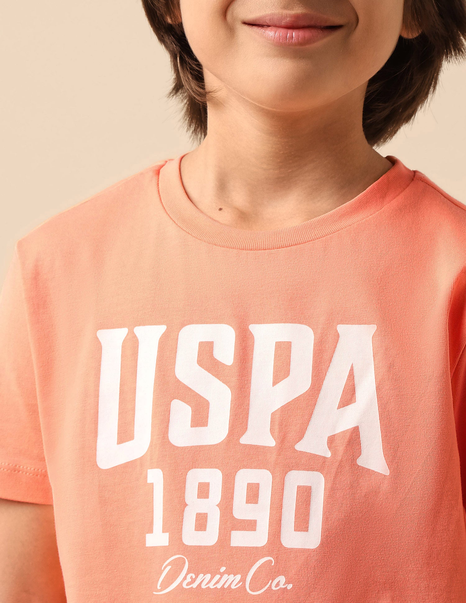 Boys Pure Cotton Brand Printed T Shirt Orange - U.S. POLO ASSN. | Large