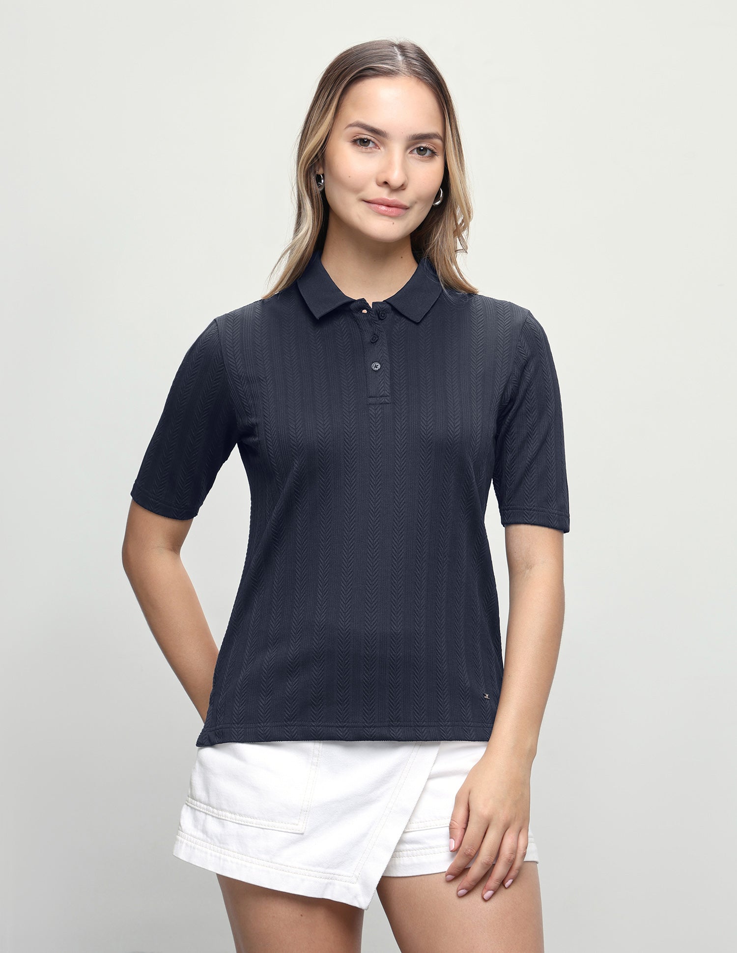 Textured Chevron Regular Fit Polo Shirt Navy - U.S. Polo Assn. India | Large