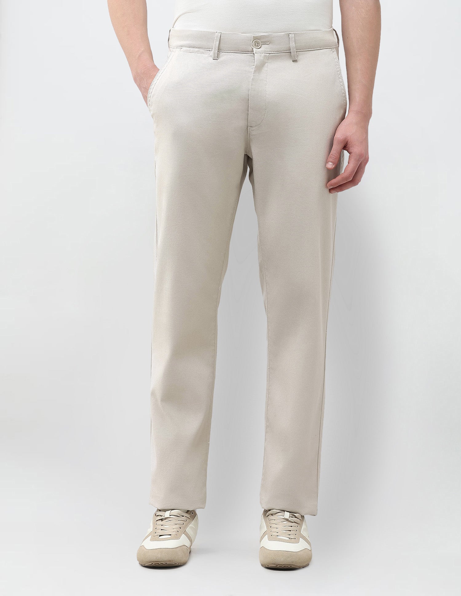 Riley Straight Fit Satin Trousers Stone - U.S. Polo Assn. India | Large