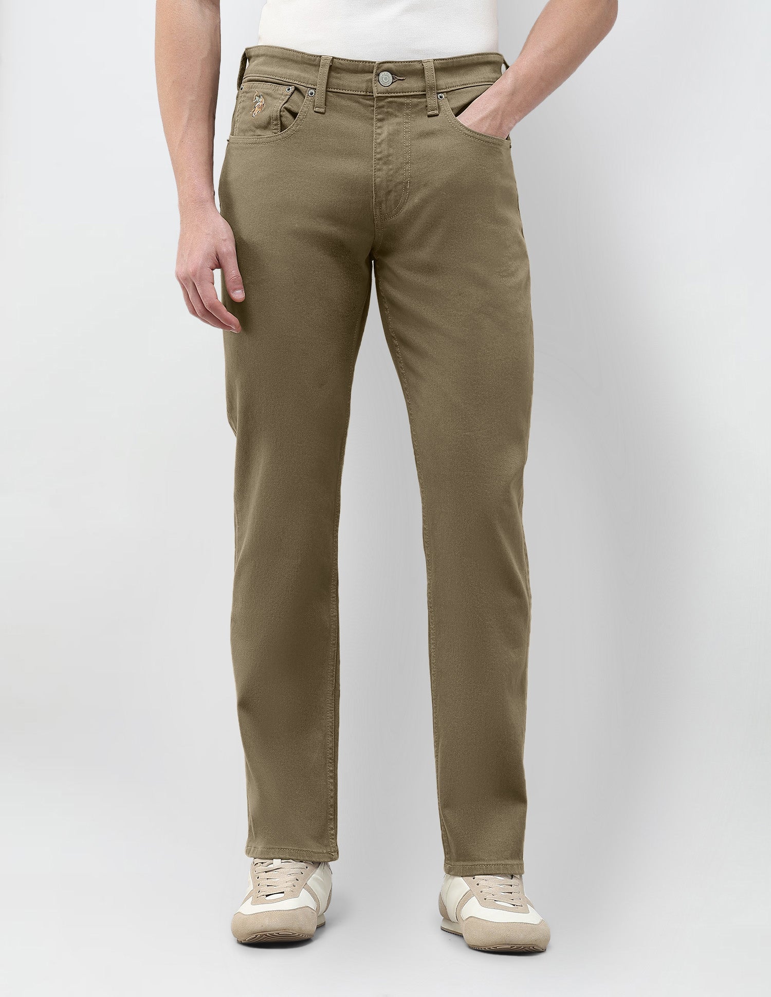 Harold Slim Straight Fit Brown Jeans Tan - U.S. Polo Assn. India | Large