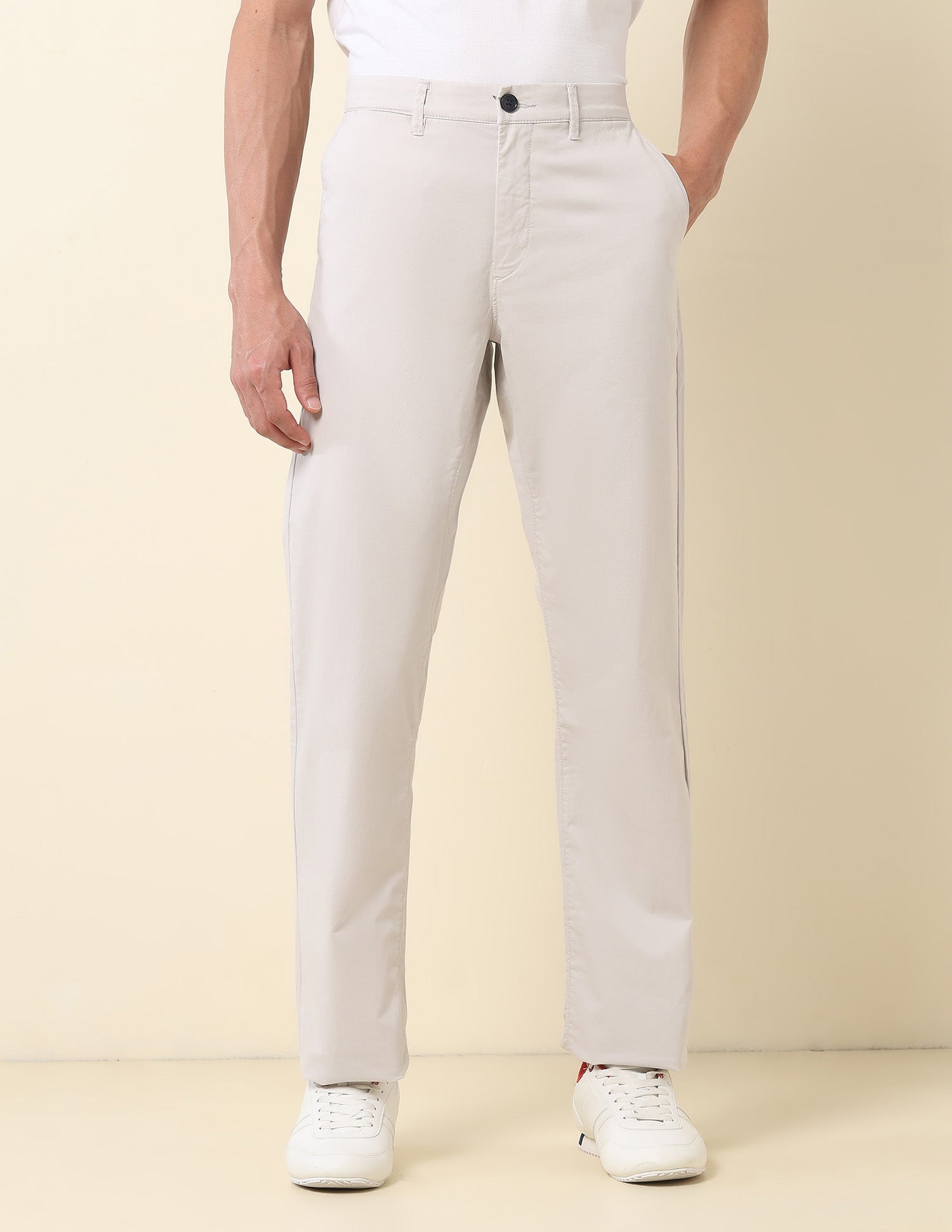 Riley Straight Fit Twill Trousers Light Grey - U.S. POLO ASSN. | Large