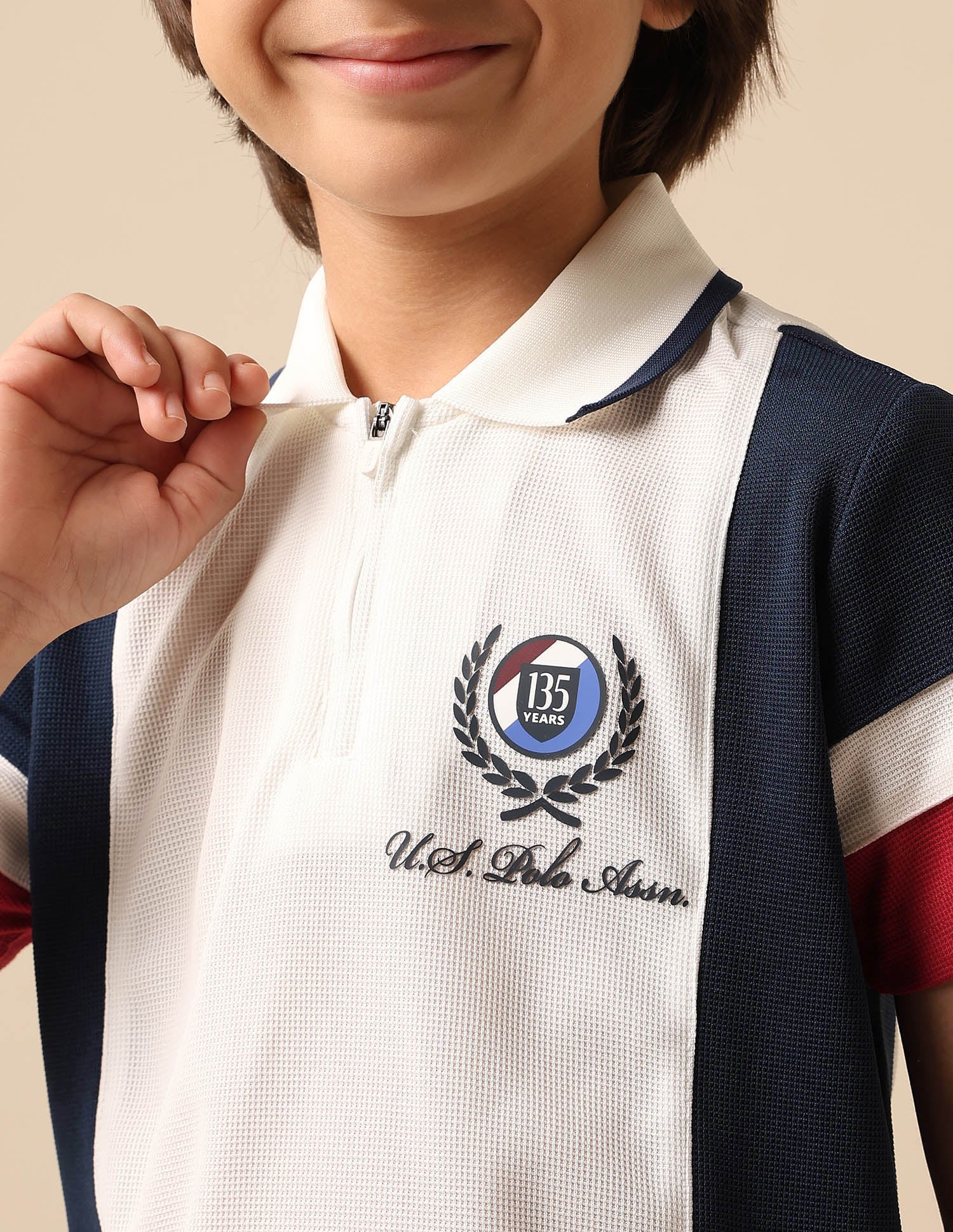 Boys Colour Blocked Regular Fit Polo Shirt White - U.S. POLO ASSN. | Large
