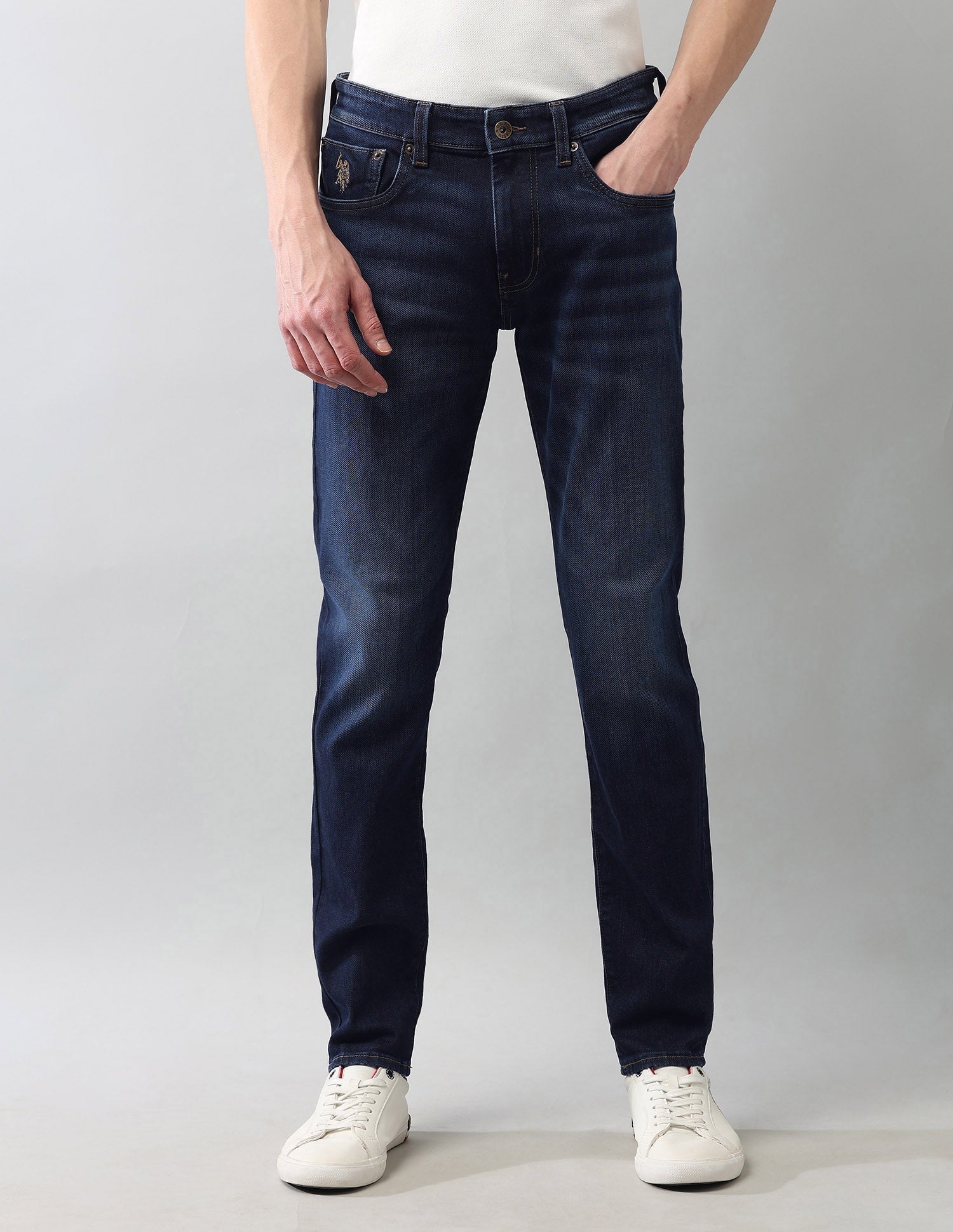 Super Stretch Brandon Slim Tapered Fit Blue Jeans Blue - U.S. Polo Assn. India | Large