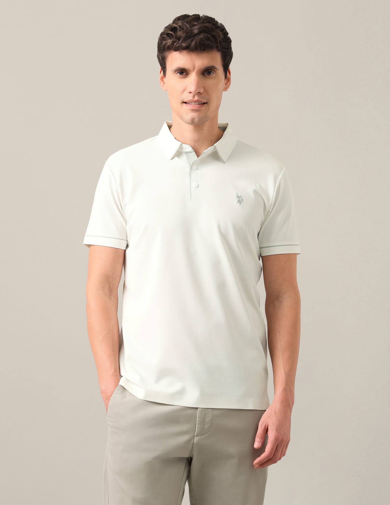 Solid Slim Fit Polo Shirt White - U.S. Polo Assn. India | Large