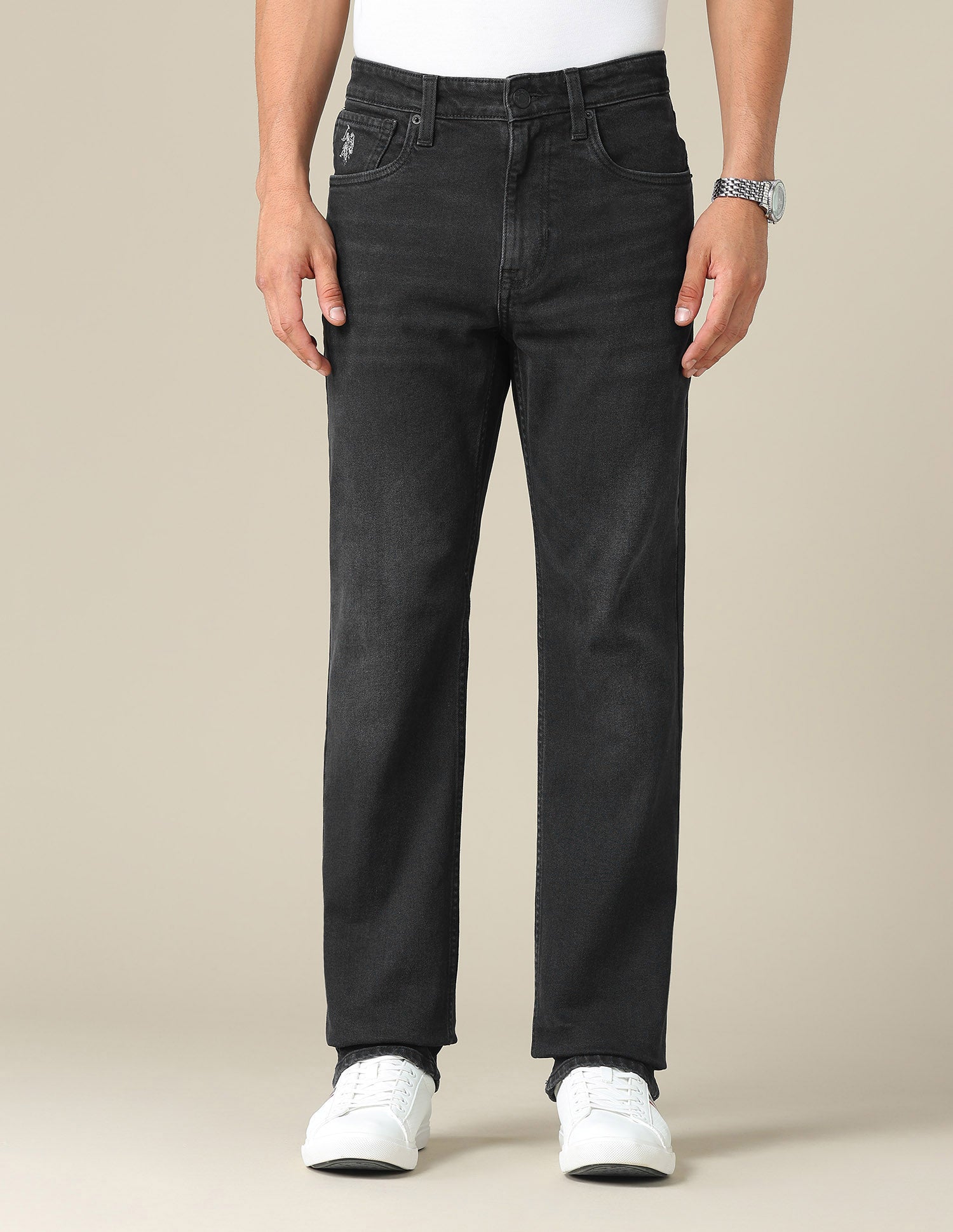 Harold Slim Straight Fit Black Jeans Black - U.S. POLO ASSN. | Large