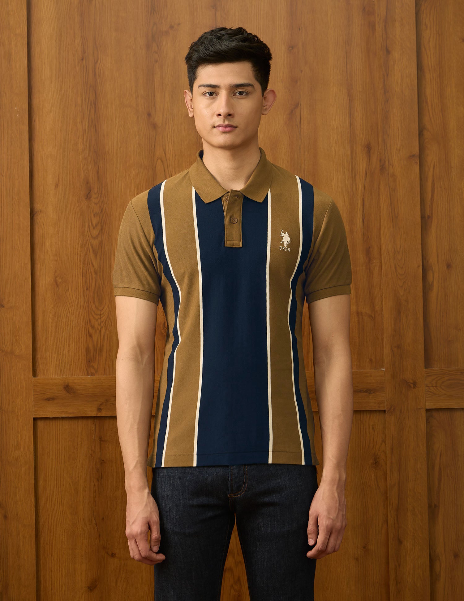 Pure Cotton Varsity Polo Shirt Mustard - U.S. POLO ASSN. | Large