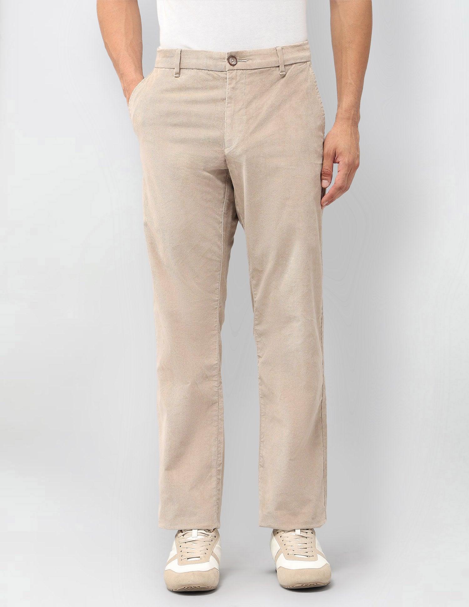 Riley Straight Fit Corduroy Trousers Beige - U.S. POLO ASSN. | Large