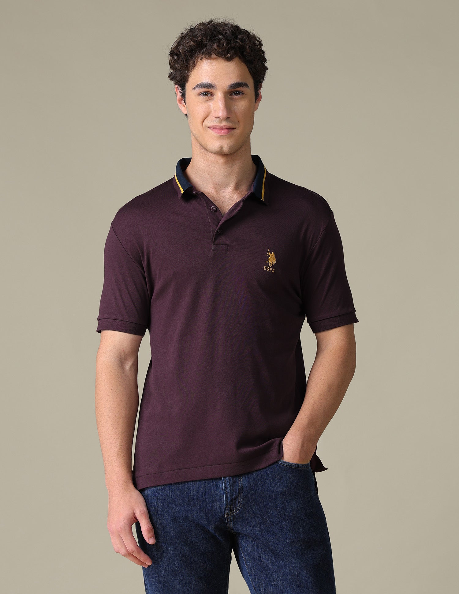 Solid Regular Fit Polo Shirt Purple - U.S. Polo Assn. India | Large