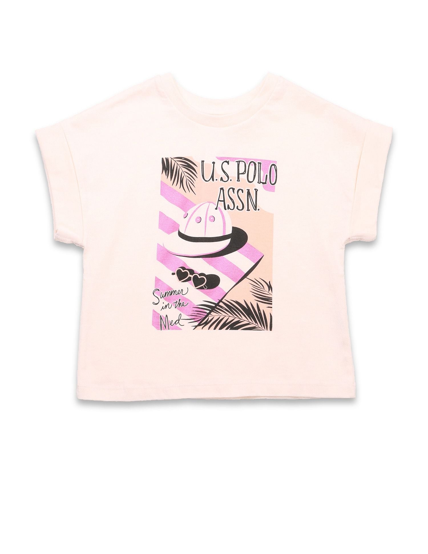 Girls Resort Graphic Cotton T-Shirt Purple - U.S. POLO ASSN. | Large