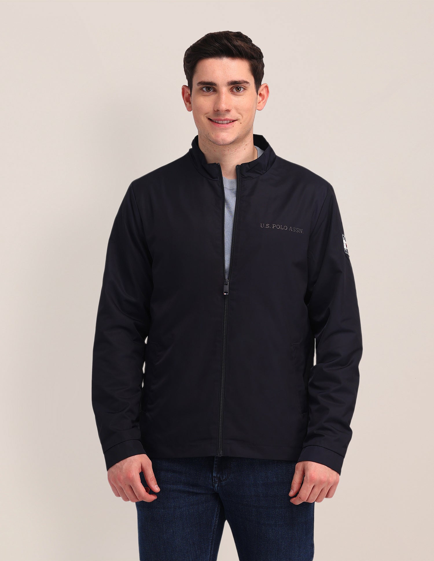 Solid Casual Jacket Navy - U.S. Polo Assn. India | Large