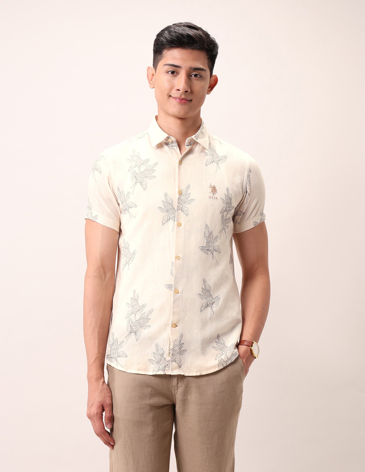 Tropical Regular Fit Shirt Ivory - U.S. Polo Assn. India | Large