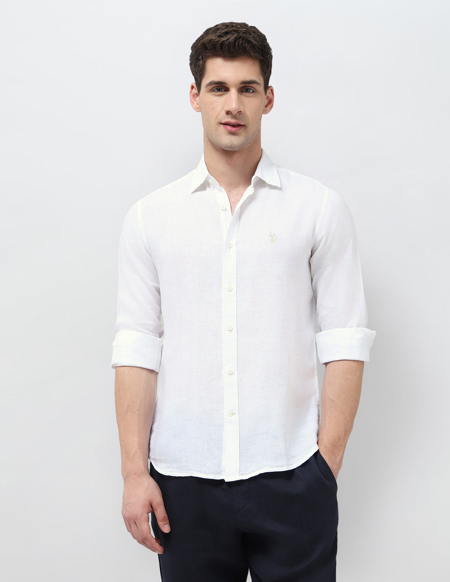 Solid Tailored Fit Shirt White - U.S. POLO ASSN. | Large