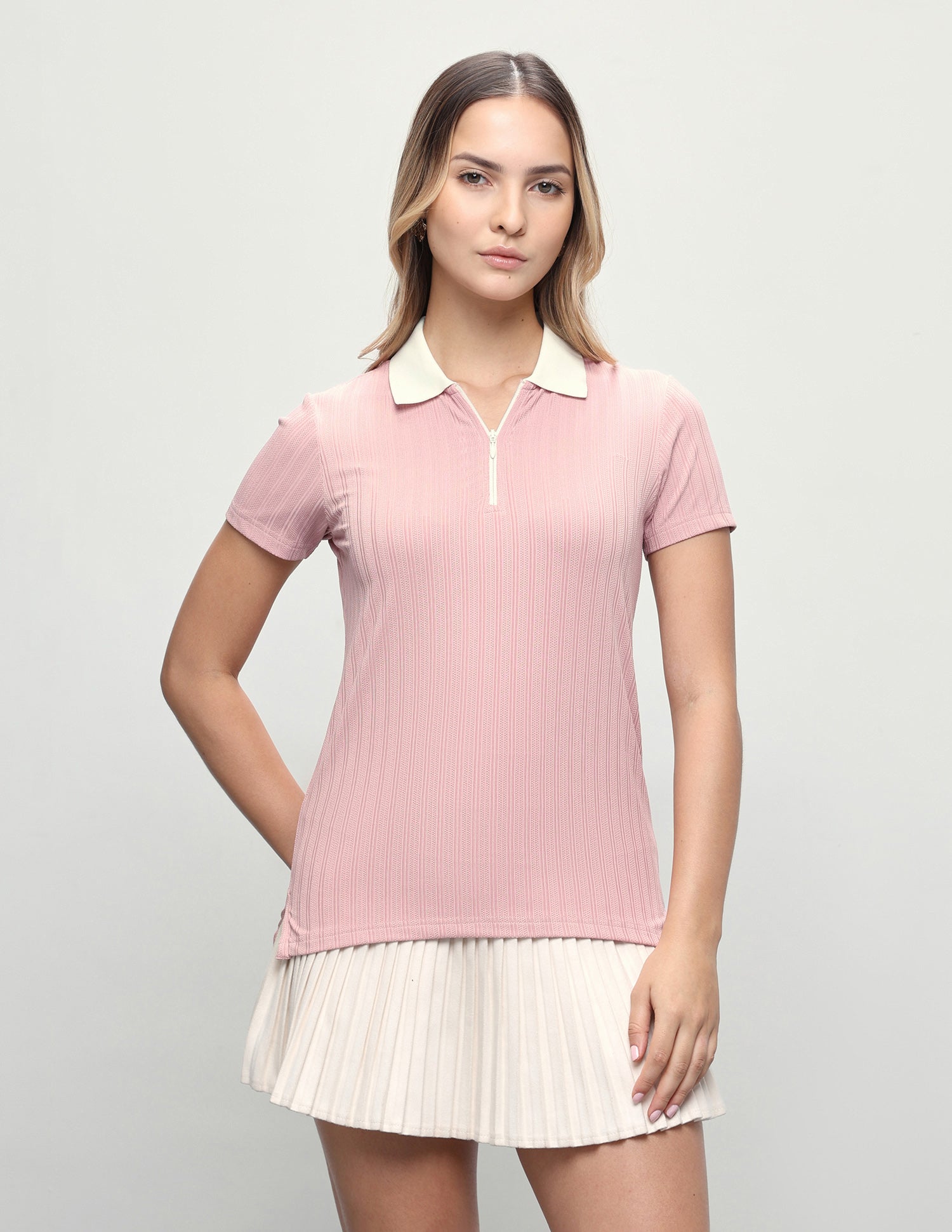 Self Design Vertical Striped Regular Fit Polo Shirt Pink - U.S. Polo Assn. India | Large
