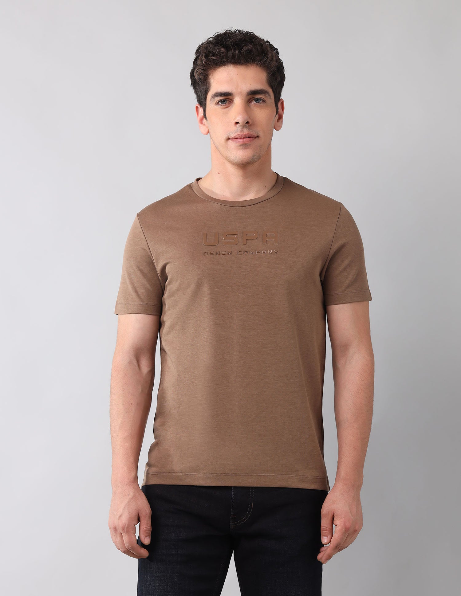Brand Embossed Black Label T-Shirt Brown - U.S. Polo Assn. India | Large