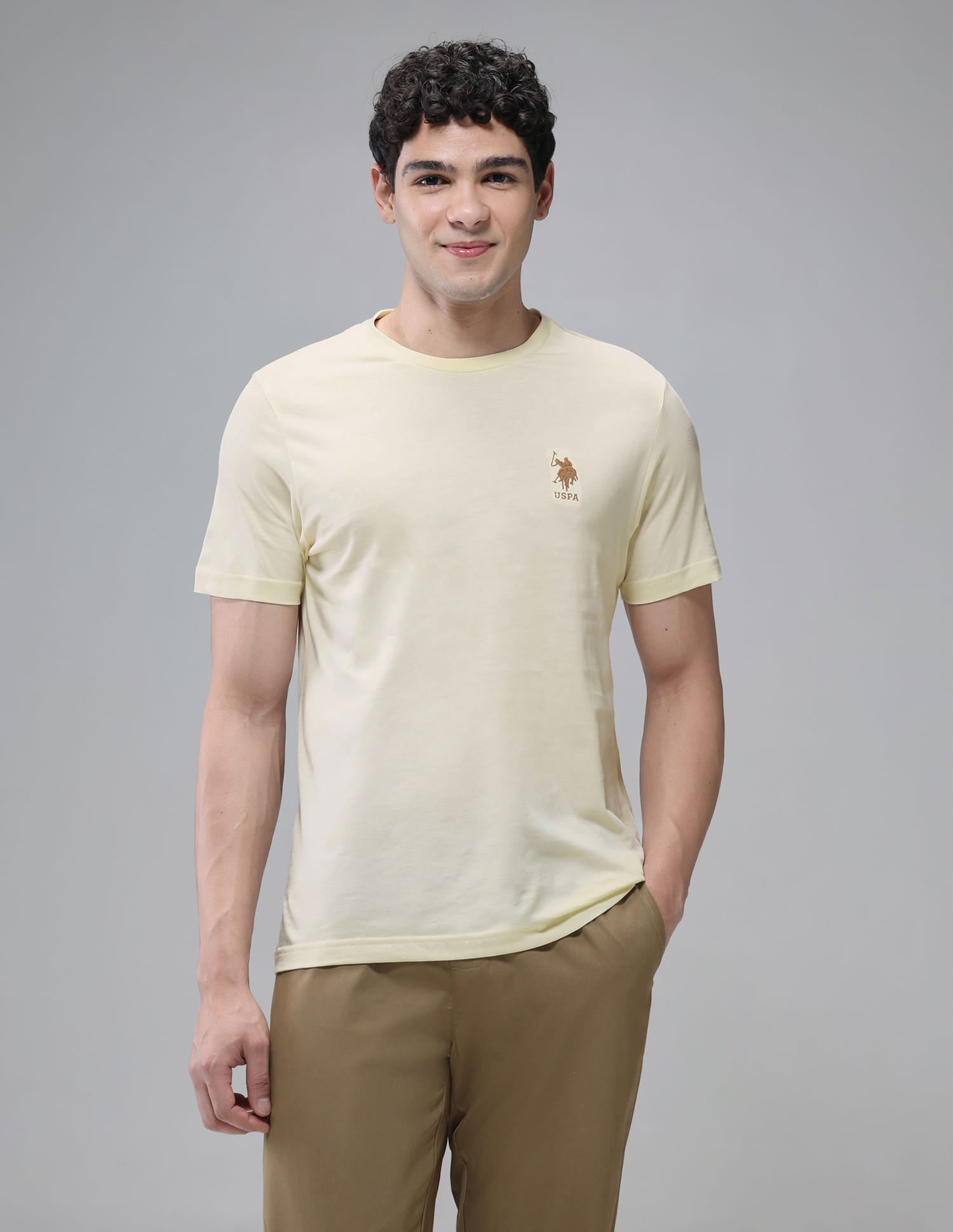 Pure Cotton Comfort Fit I633 Lounge T-Shirt - Pack Of 1 Off White - U.S. Polo Assn. India | Large