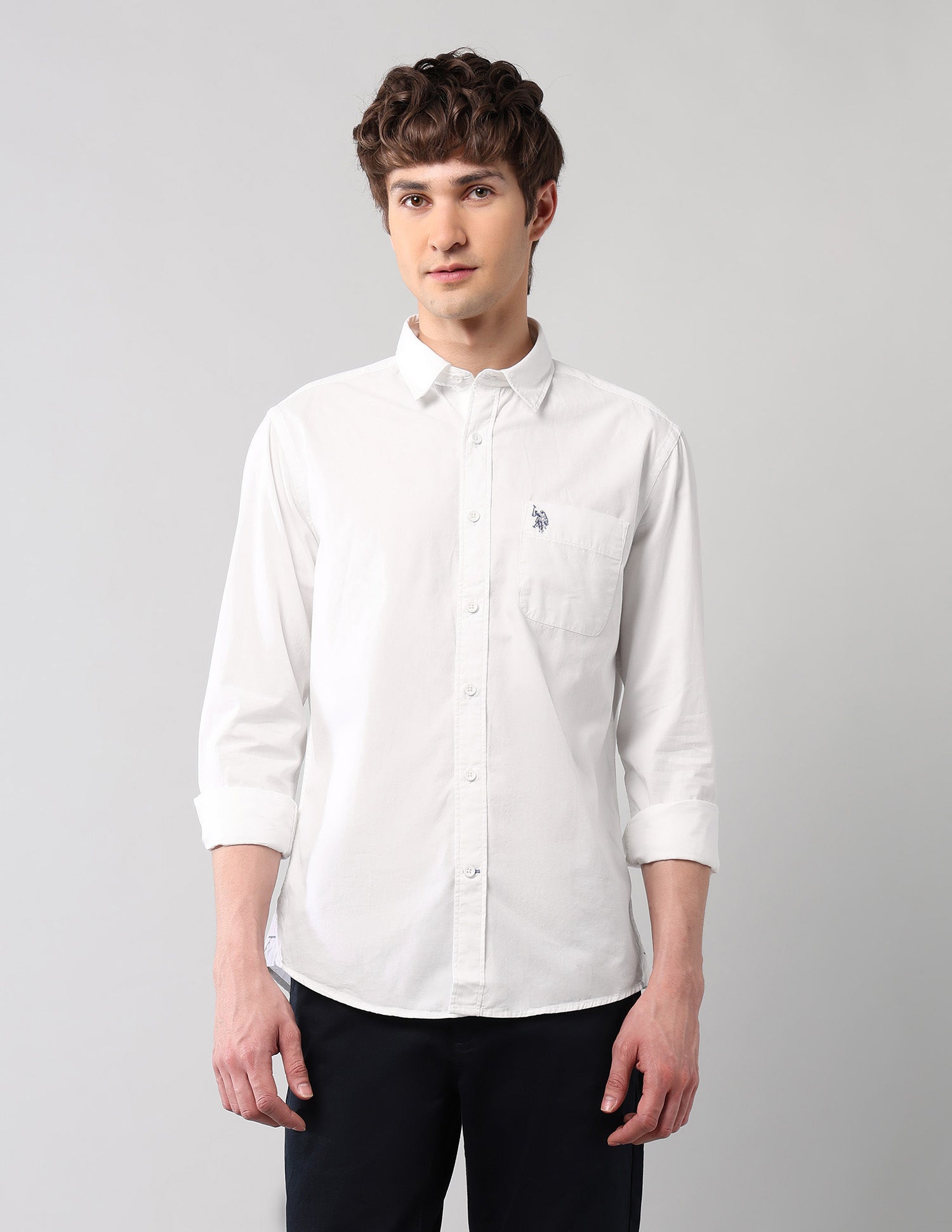 Pure Cotton Regular Fit Shirt White - U.S. Polo Assn. India | Large