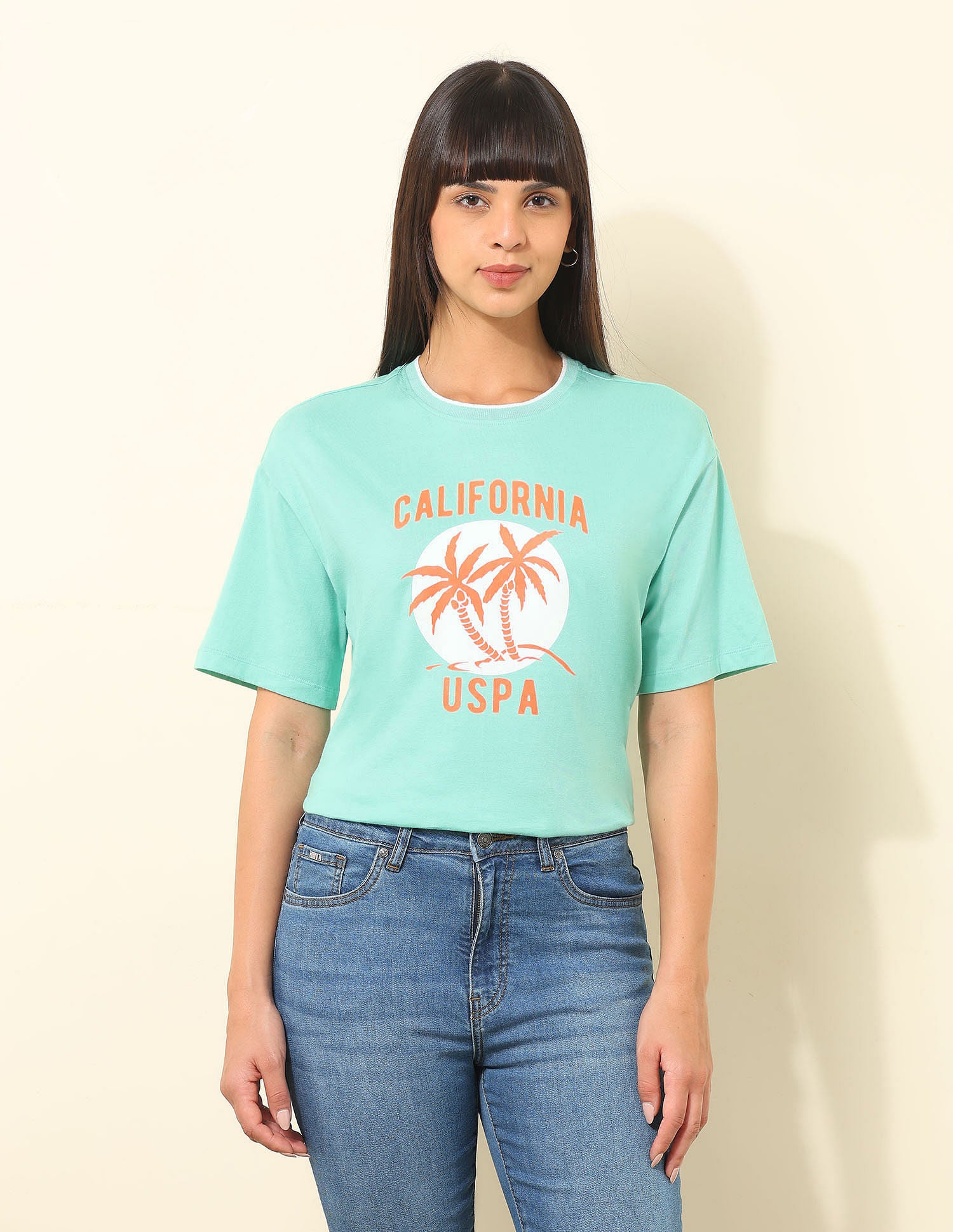 Boyfriend Fit Brand Printed T-Shirt Green - U.S. POLO ASSN. | Large