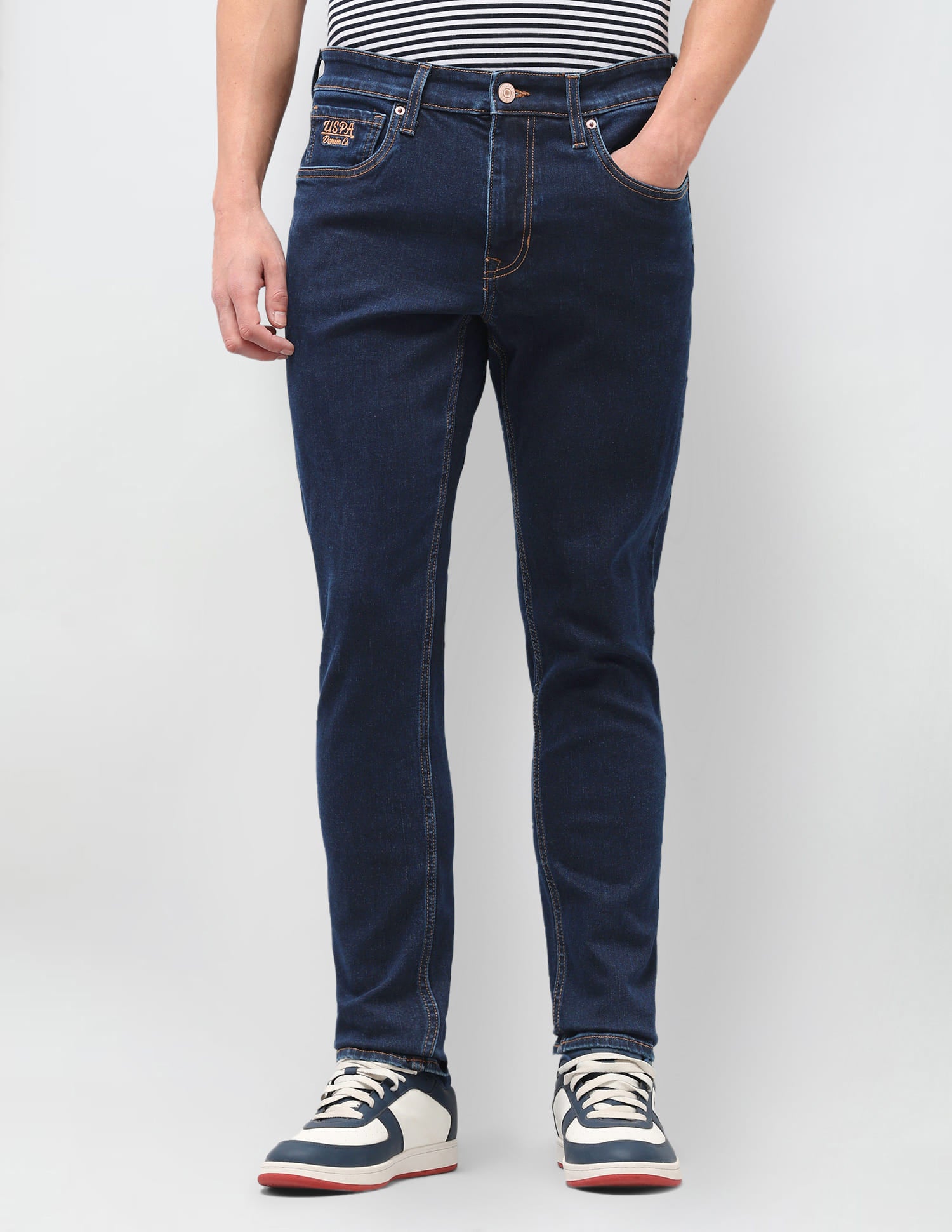Solid Slim Fit Jeans Blue - U.S. Polo Assn. India | Large