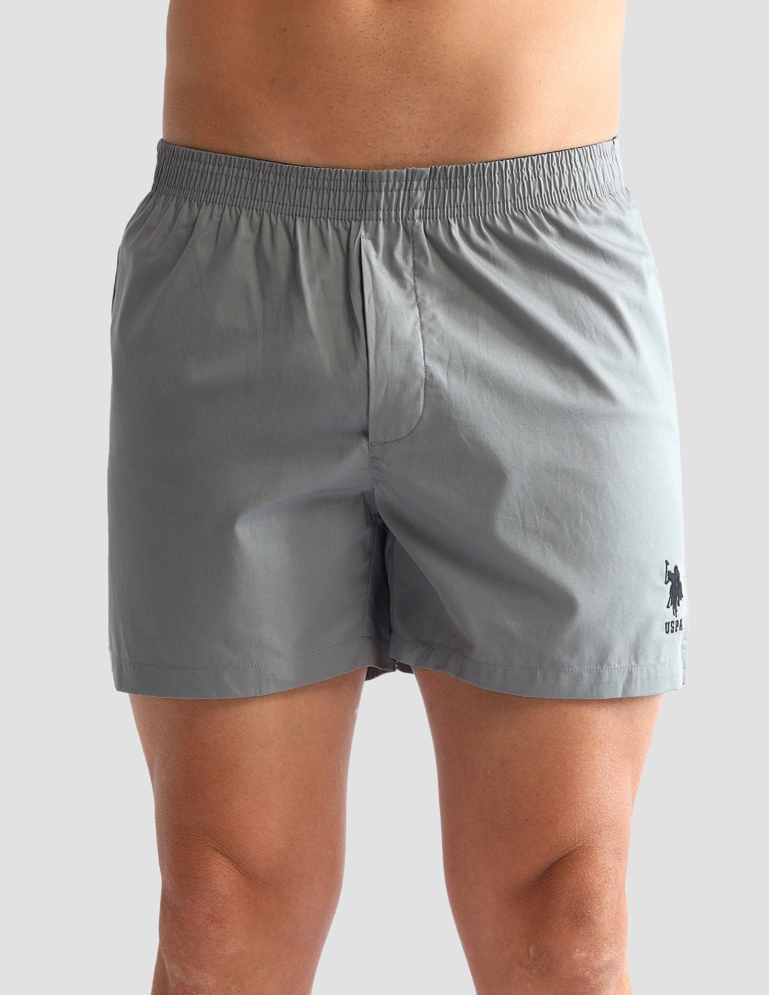 Solid Cotton OEX07 Boxers - Pack Of 1 Neutral Grey - U.S. POLO ASSN. | Large