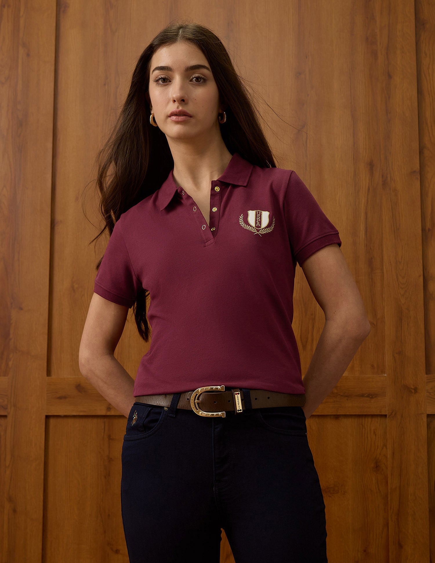 Regular 3 Button Polo With Embroidery Wine - U.S. POLO ASSN. | Large