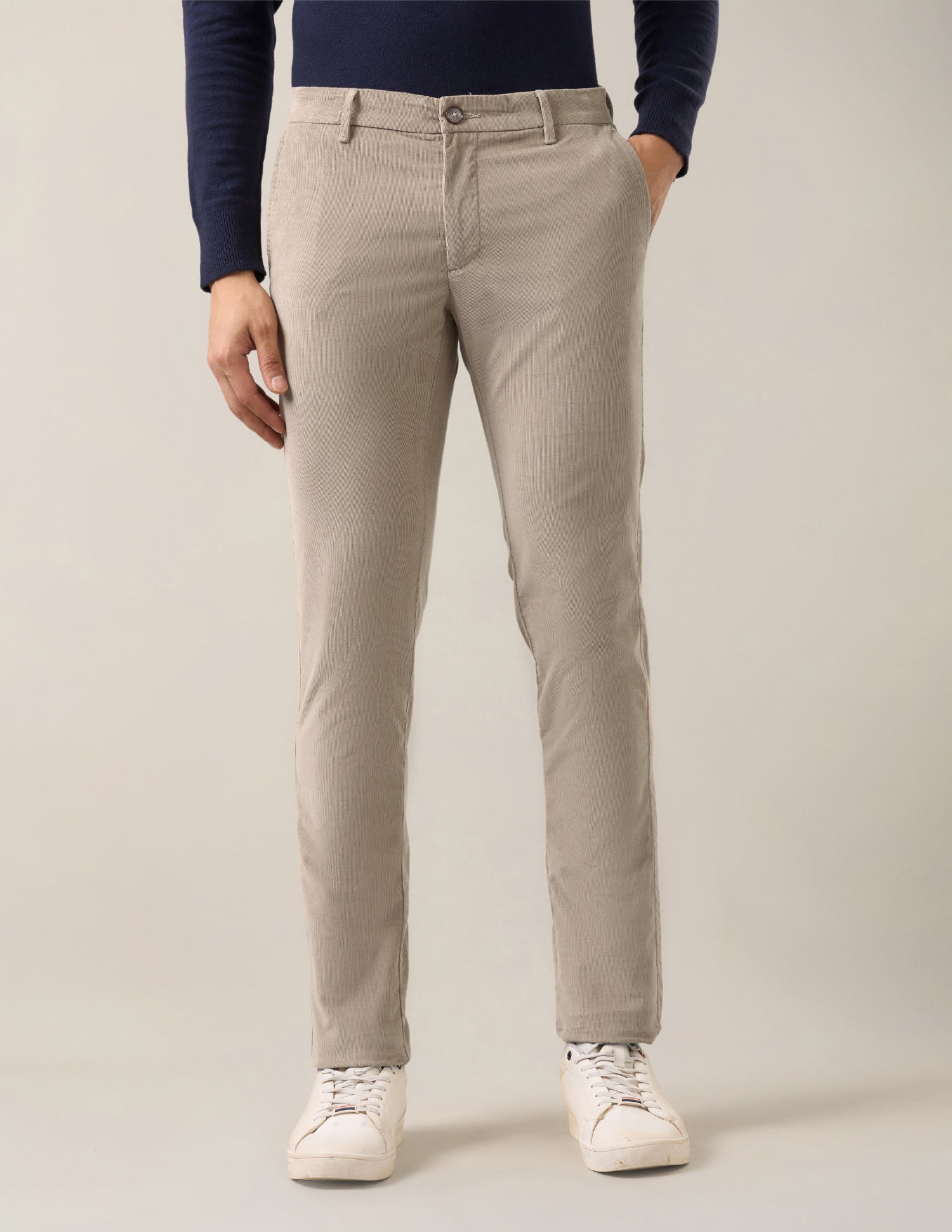 Denver Slim Fit Corduroy Trousers Beige - U.S. Polo Assn. India | Large