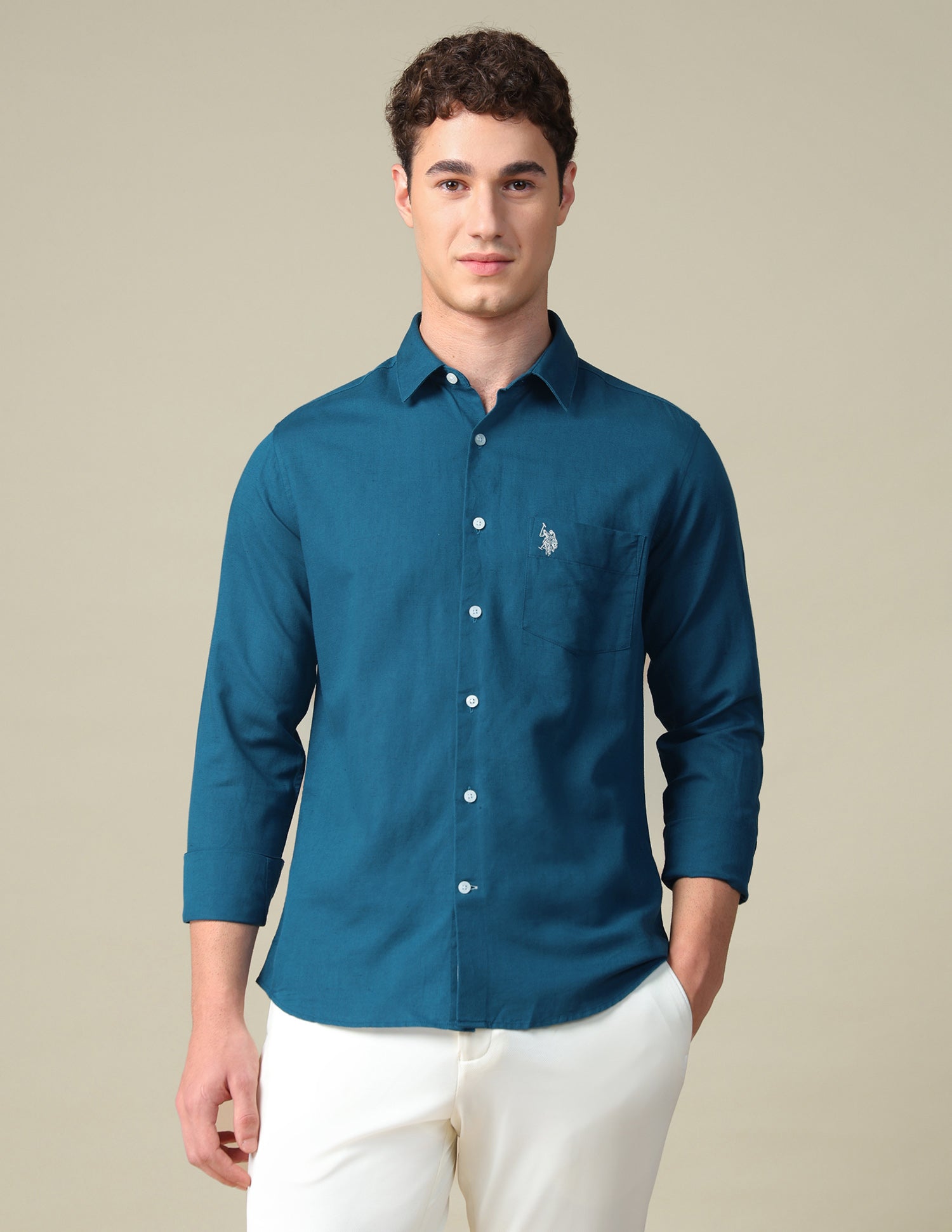 Solid Tailored Fit Shirt Teal - U.S. Polo Assn. India | Large